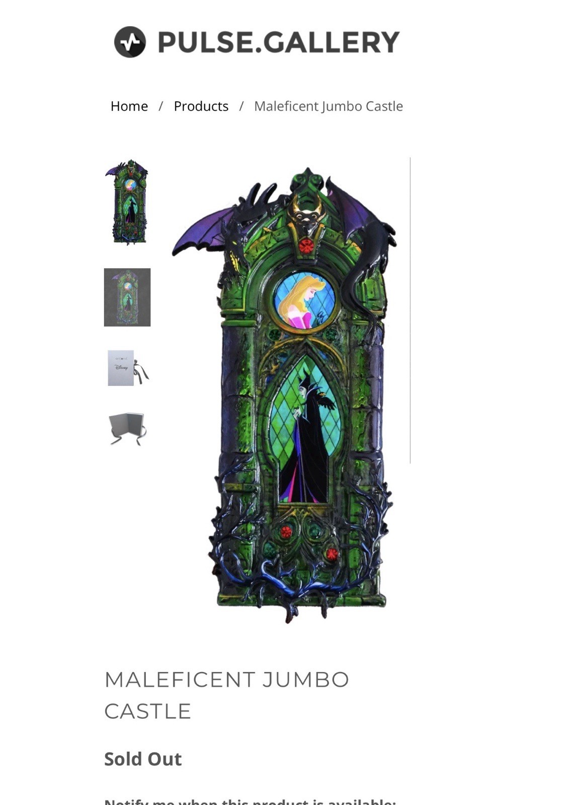 Artland Maleficent Jumbo Castle Pin Sold Out LE 100 Numbered PIN IN HAND