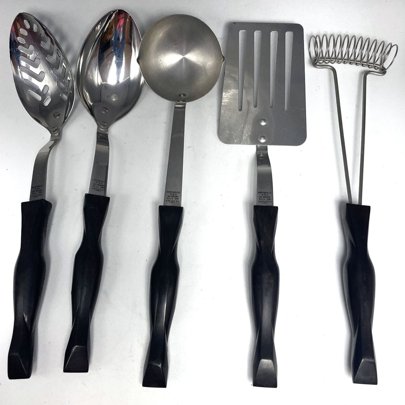Cutco 5 Pc Kitchen Utensils Slotted + Basting Spoons Whisk Ladle Turner Spatula Cutco 5 Pc Kitchen Utensils Slotted + Basting Spoons Whisk Ladle Turner Spatula