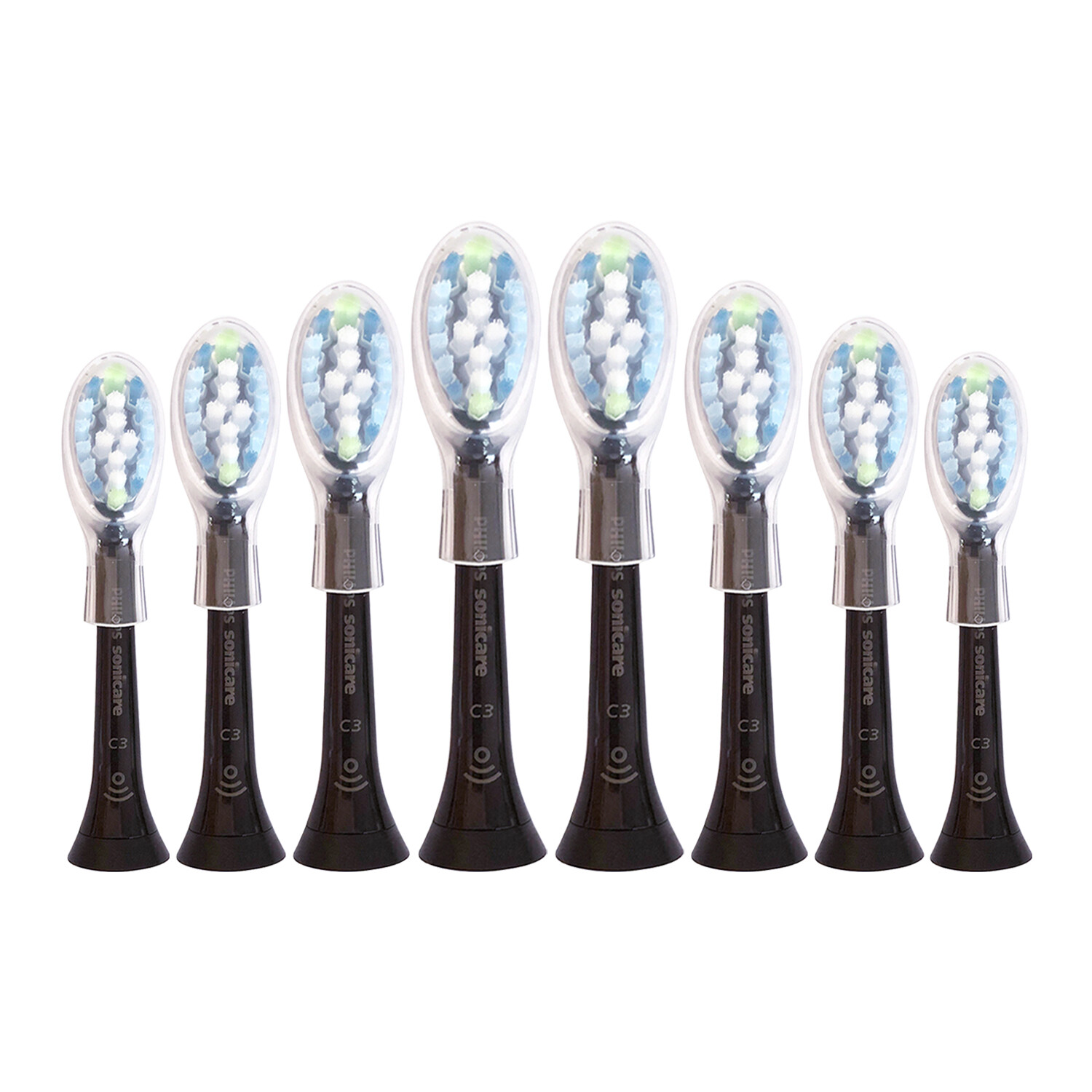 8-Pack Philips DiamondClean Smart C3 Plaque Control Black Brush Heads | No Box 8-Pack Philips DiamondClean Smart C3 Plaque Control Black Brush Heads | No Box