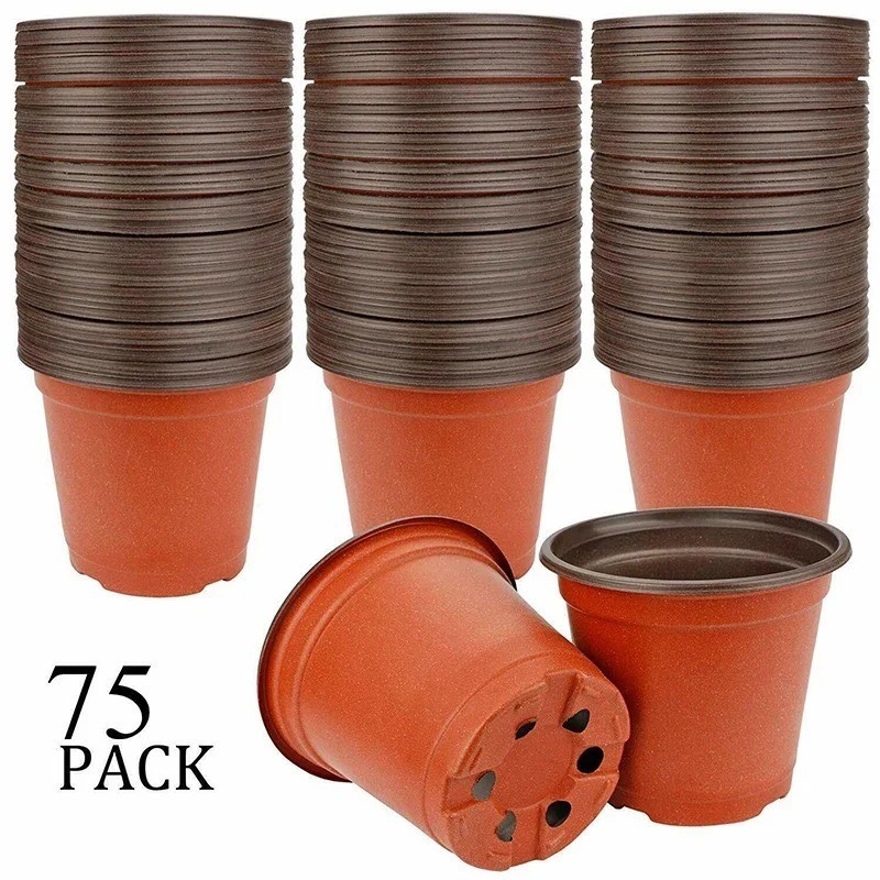 75PCS Plastic Plant Nursery Pots Seed Starting Flower Succulent Containers