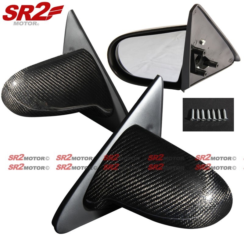 For 96-00 Honda Civic 2/3DR EK Spoon Style Carbon Fiber Manual Side Mirror