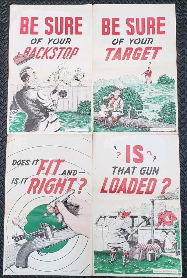 Collection of (4) - 1946 (NRA) National Rifle Association Shooting Range Posters