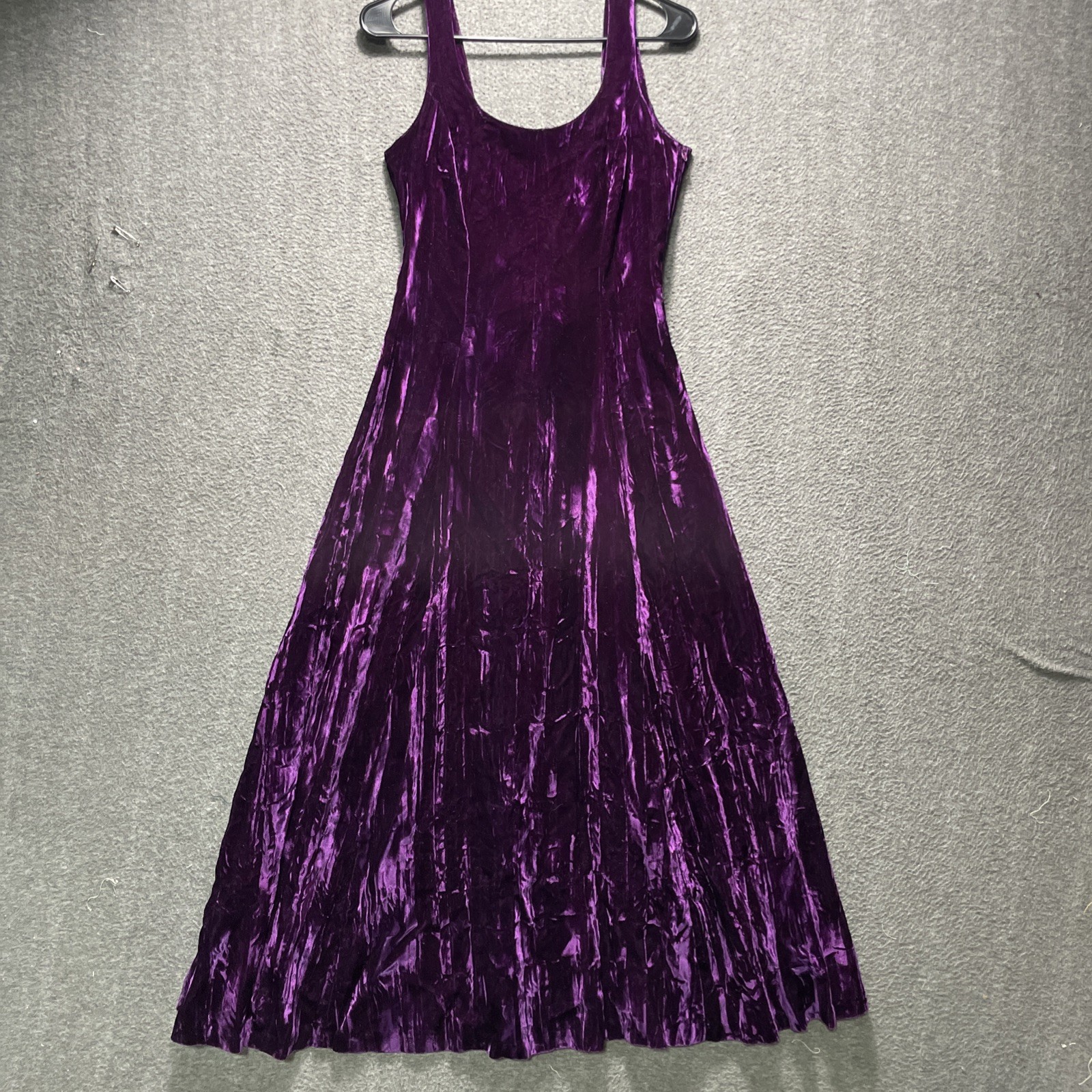 S 80\'s Vintage Betsey Johnson Luxe Deep Purple Crushed Velvet Maxi Dress Elegant S 80\'s Vintage Betsey Johnson Luxe Deep Purple Crushed Velvet Maxi Dress Elegant