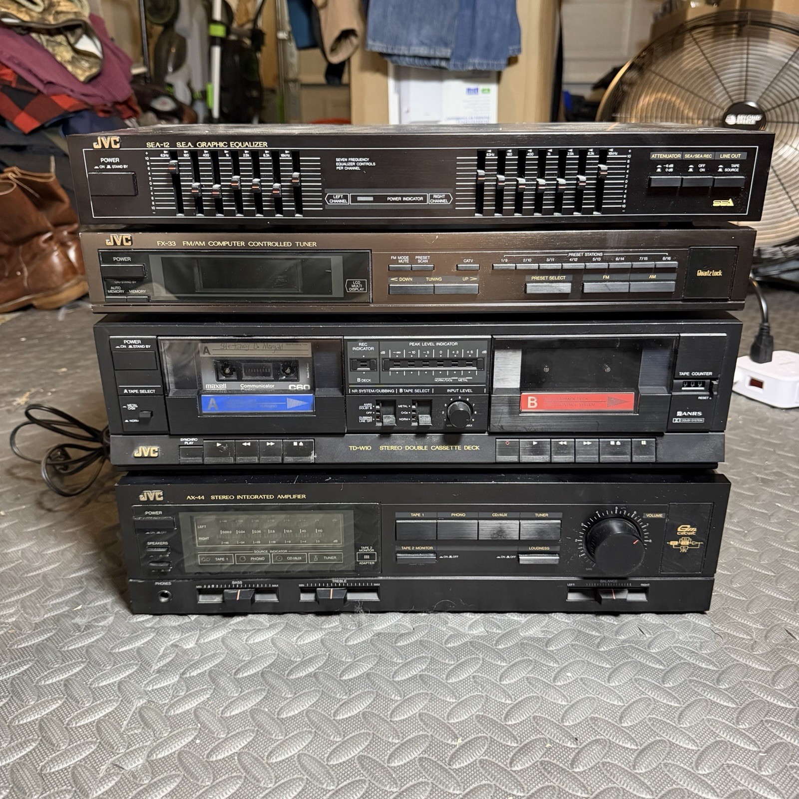 VTG JVC Hifi Audio System Stack (SEA-12, FX-33, TD-W10, AX-44)  Tested Working