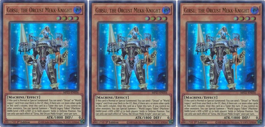 * 3X GIRSU, THE ORCUST MEKK-KNIGHT 3X * 1ST EDITION ULTRA RARE MP21-EN056 YUGIOH