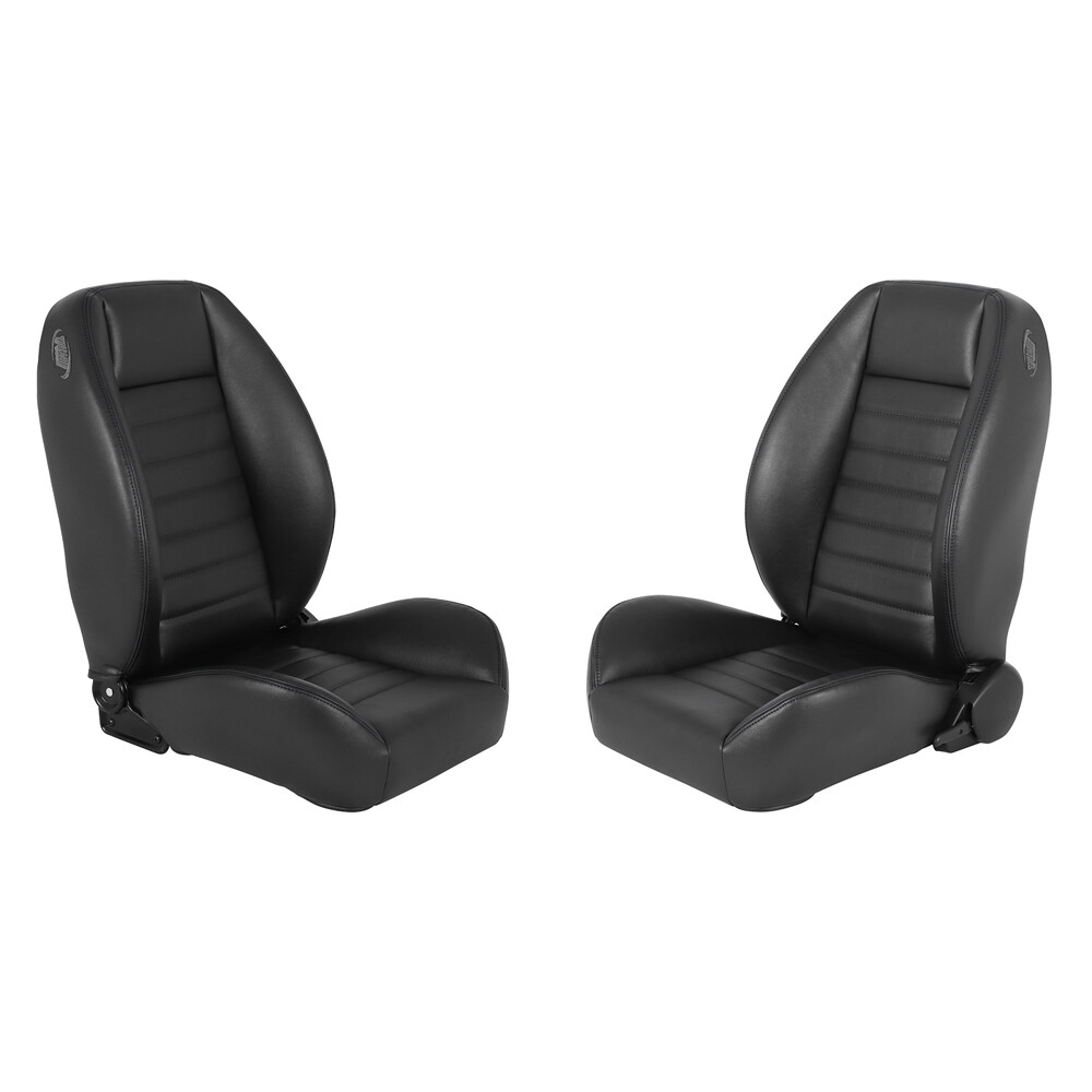 TMI Pro Series Black Low Back Cruiser Bucket Seat Pair w/ Black Stitching
