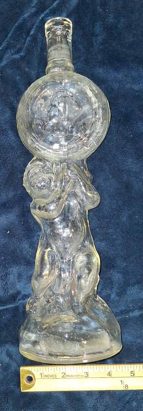 Antique French Legras Figural Glass Bottle Cherub / Putti Novelty Decanter 14.5\ Antique French Legras Figural Glass Bottle Cherub / Putti Novelty Decanter 14.5\