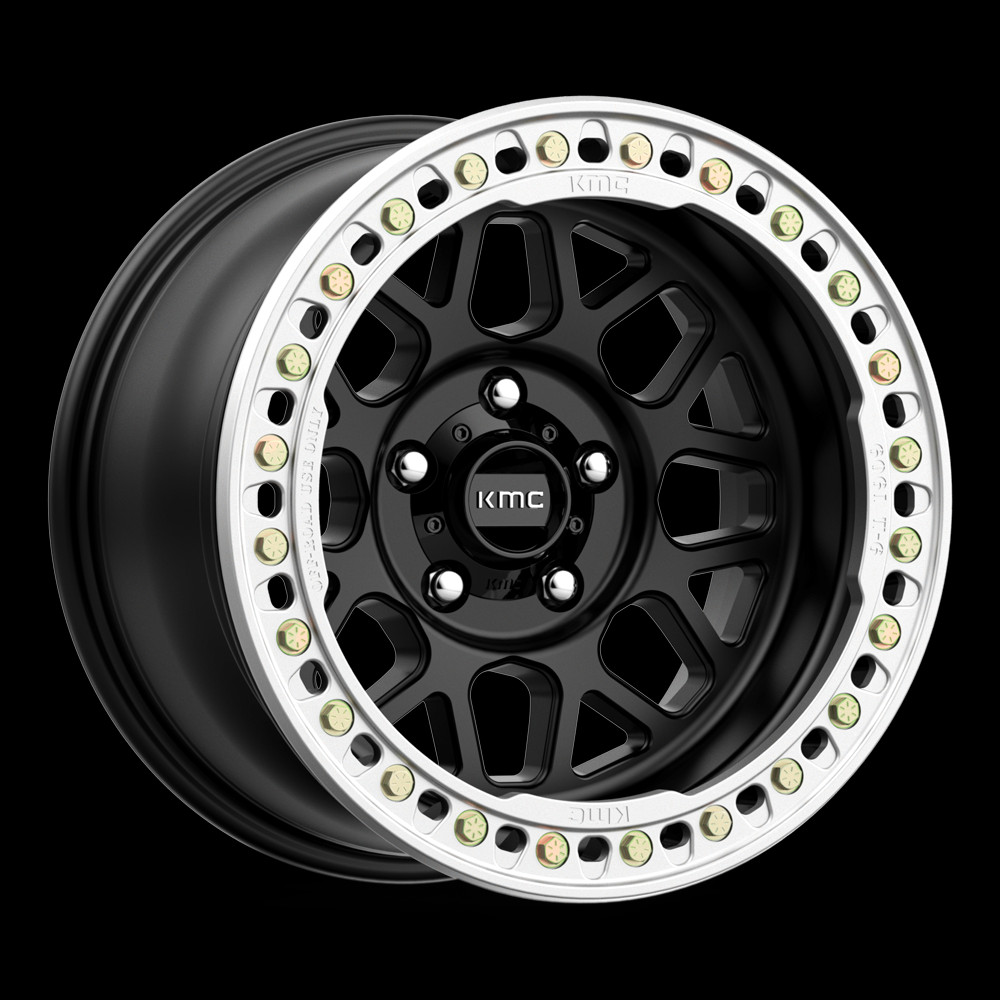 17x8.5 KMC KM235 Grenade Crawl Beadlock Satin Black Wheel 6x135 (0mm)