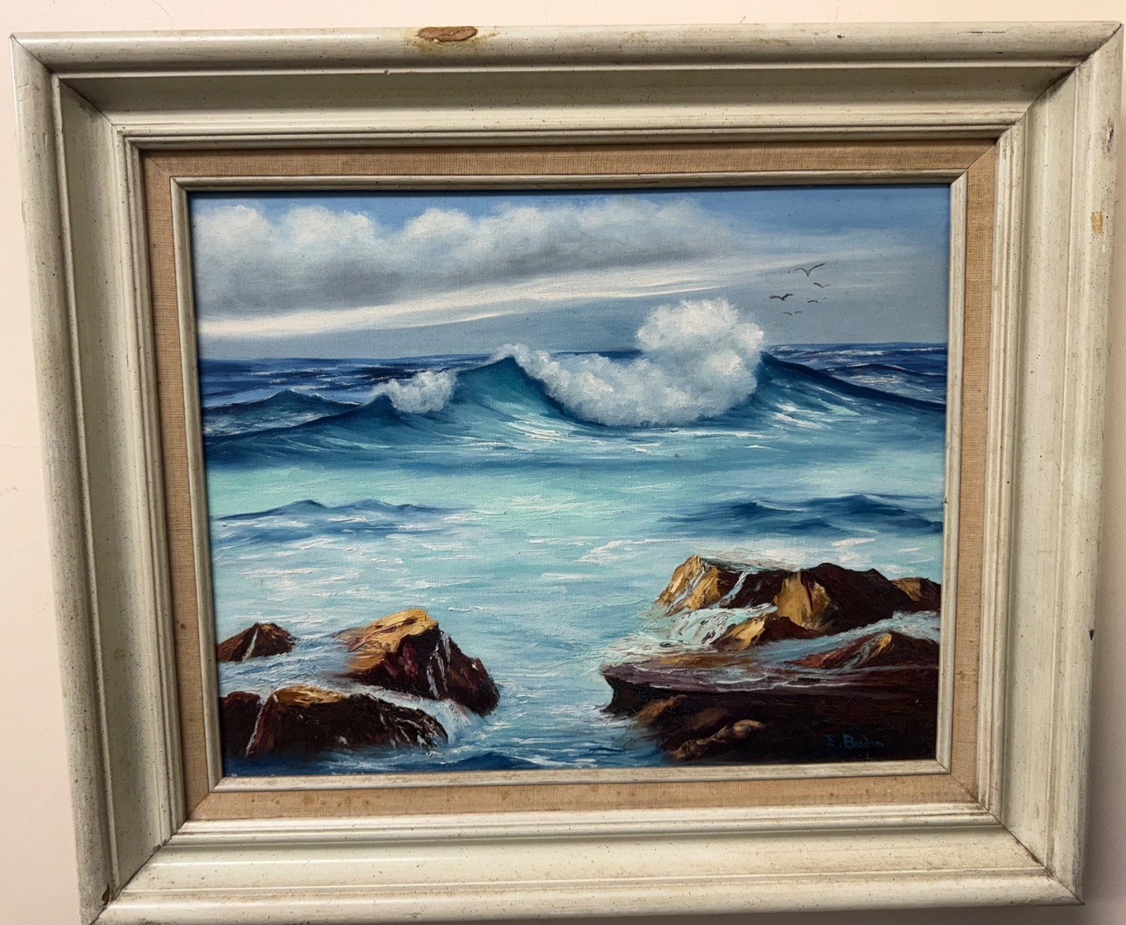 Signed Eugene Boudin Antique Seascape Oil Painting Ocean marin  Renoir Monet era