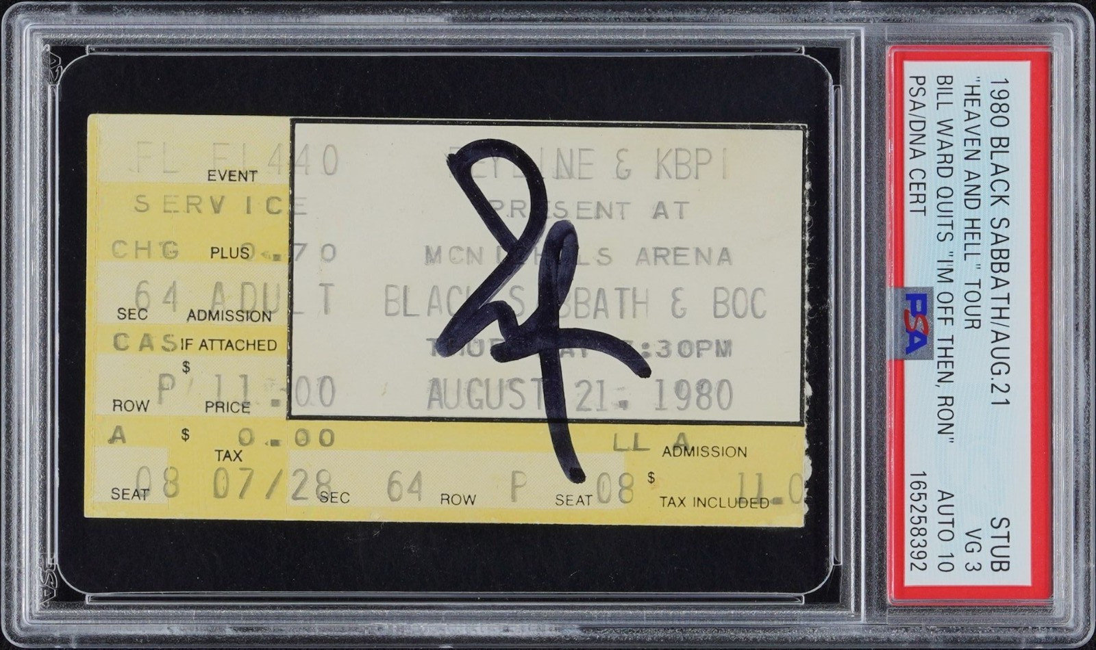 Bill Ward Signed Black Sabbath Ticket \