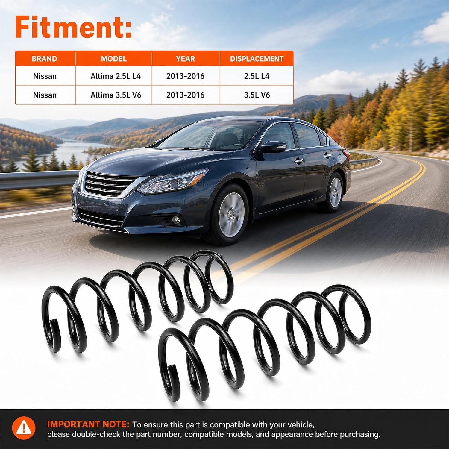 New Rear Coil Spring Suspension 55020-3TA0C for 2013-2016 Nissan Altima New Rear Coil Spring Suspension 55020-3TA0C for 2013-2016 Nissan Altima