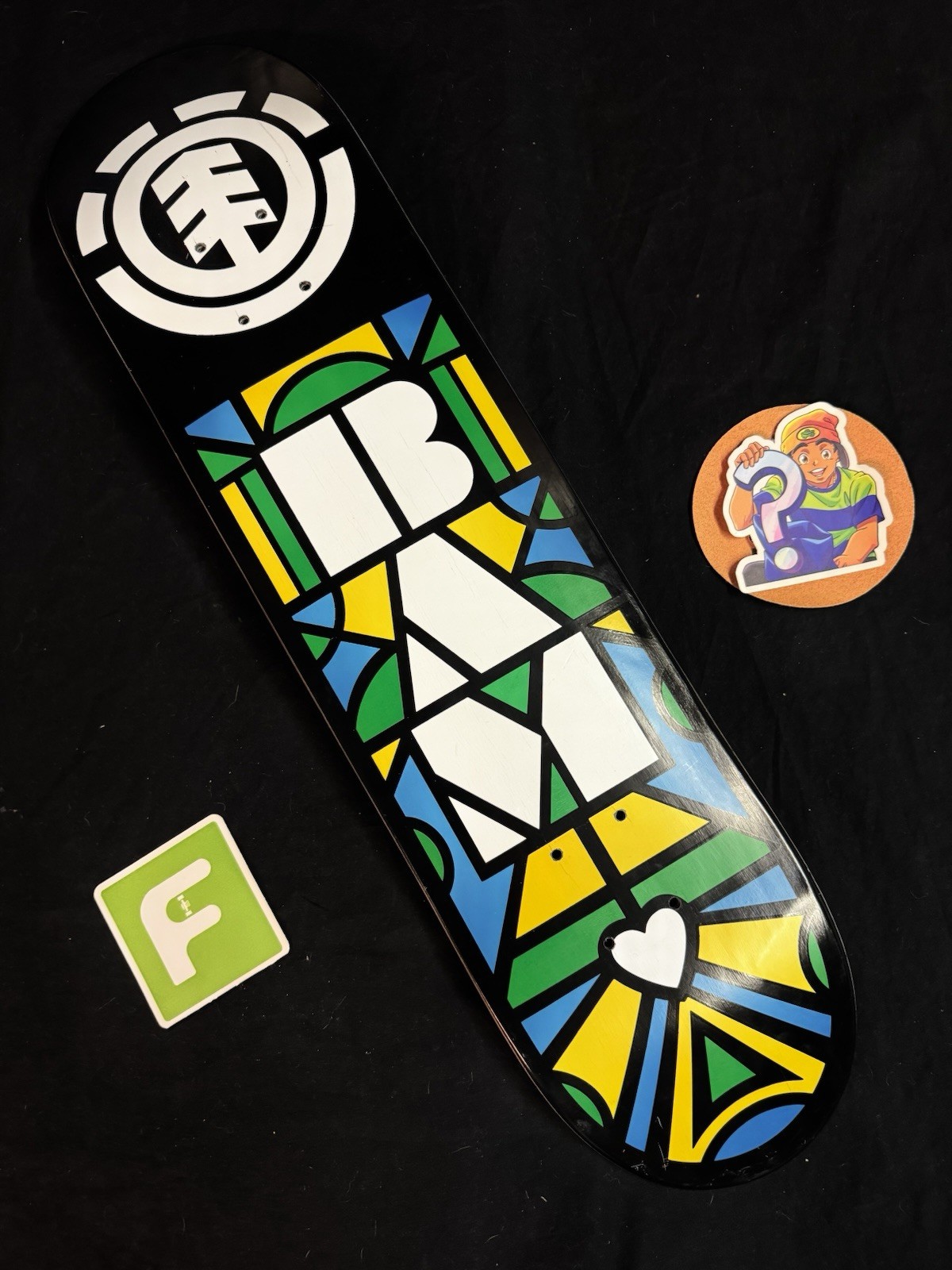 RARE Bam Margera Stained Glass Element For Life Skateboard Deck Pro Model HIM RARE Bam Margera Stained Glass Element For Life Skateboard Deck Pro Model HIM