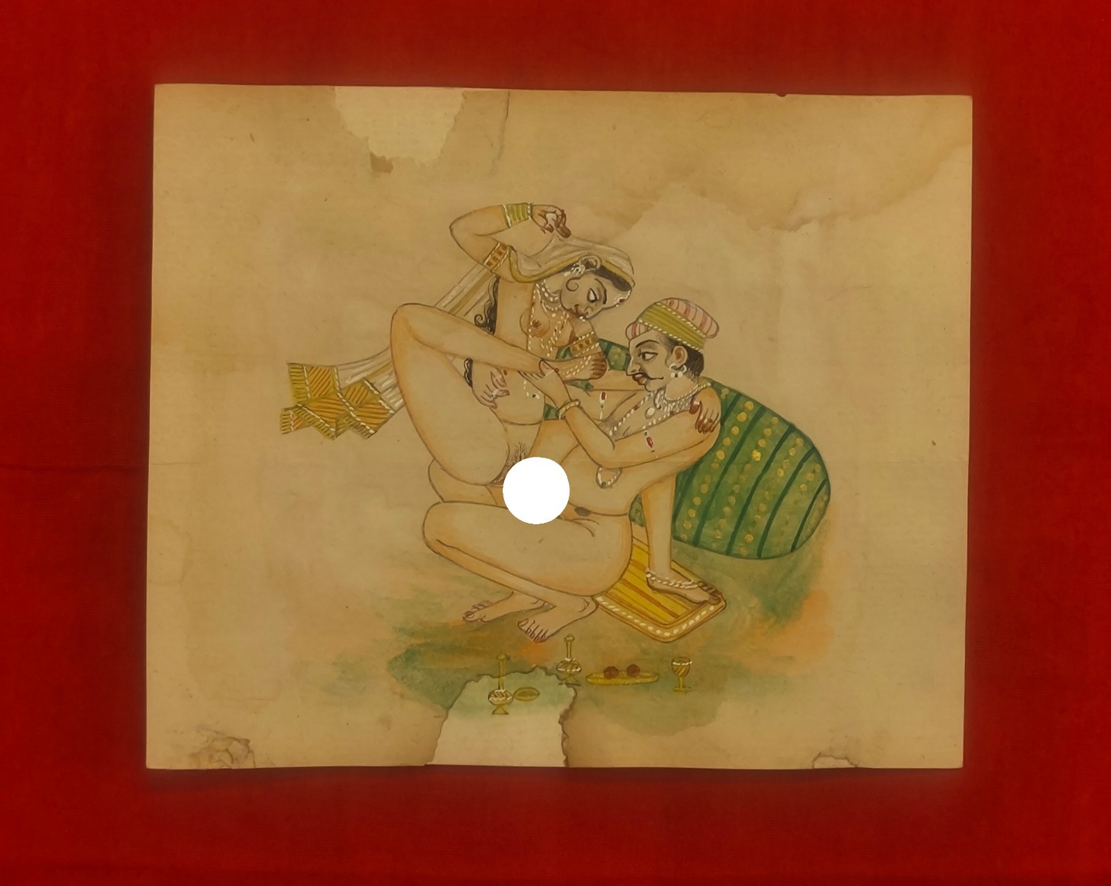 Original Hand Painted Indian Erotic Kamasutra Finest Love Scene Couple Painting