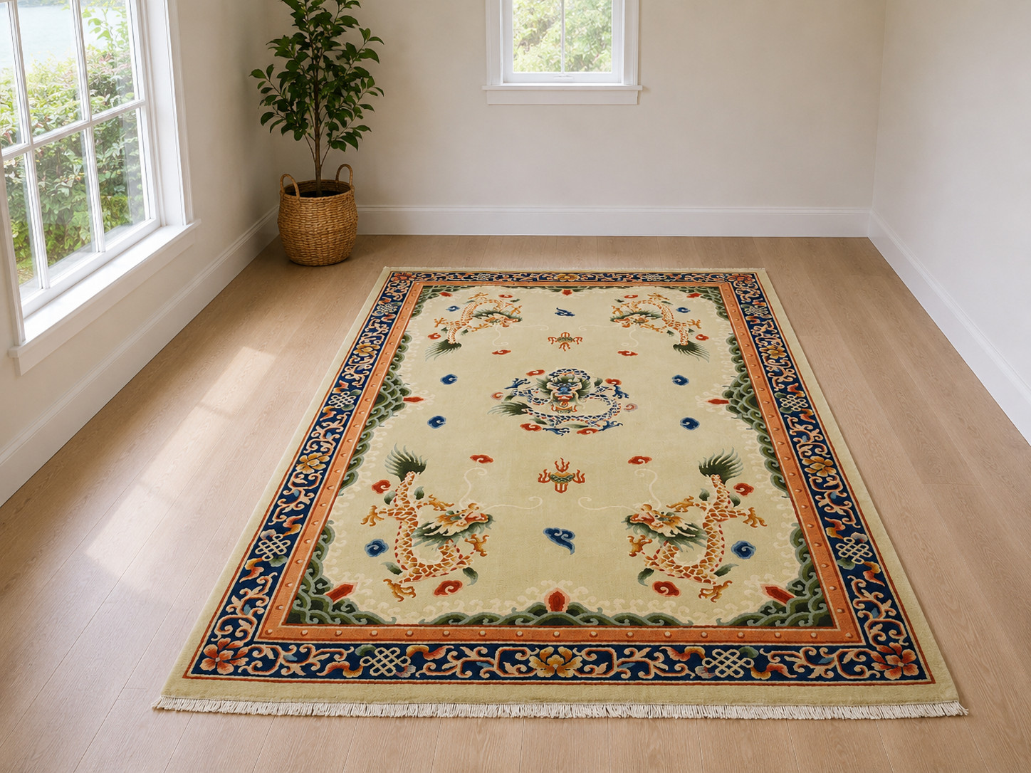c1940s ANTIQUE ART DECO WALTER NICHOLS CHINESE RUG 5\'10\