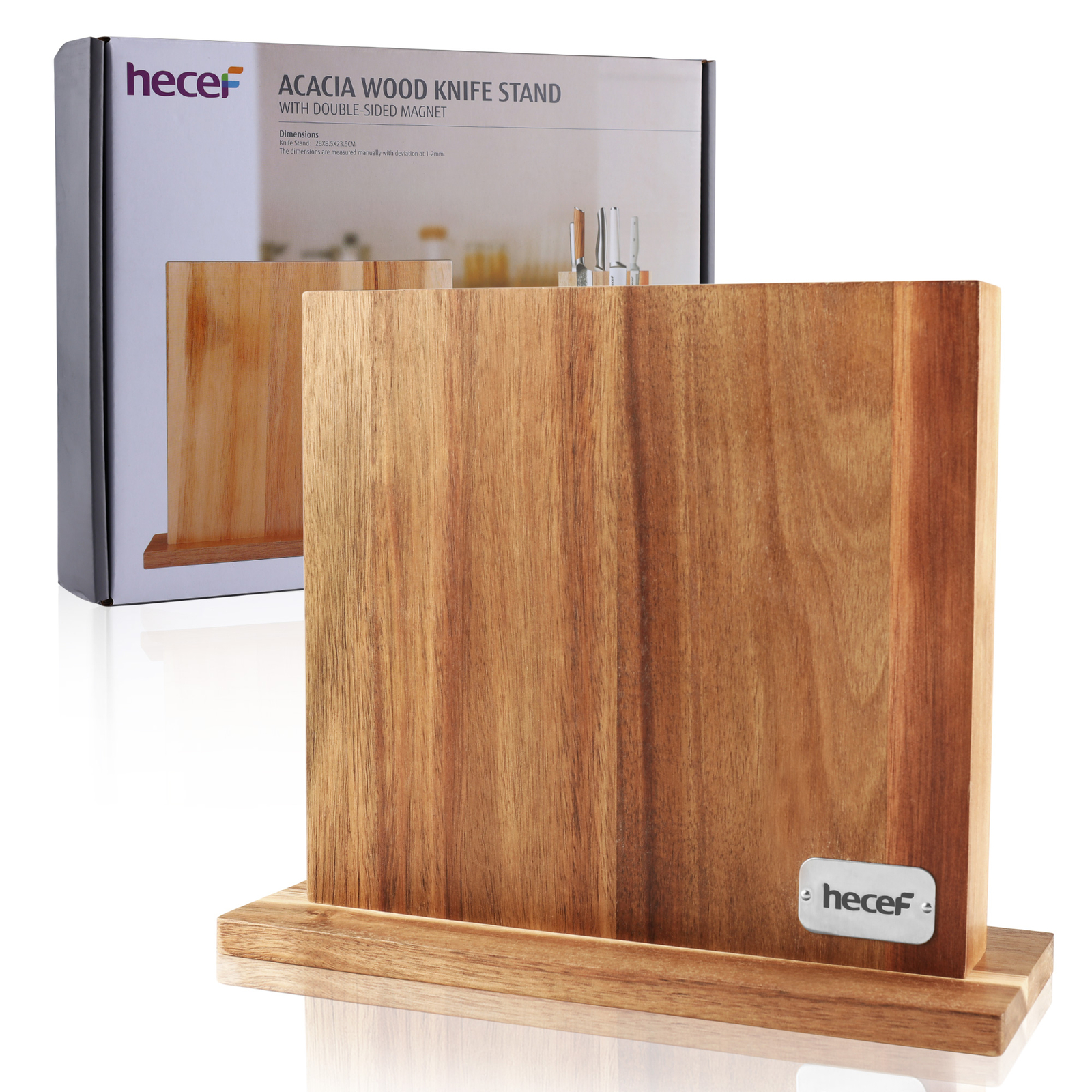Knife Block Double-Sided Magnetic Wooden Knife Holder Knife Storage Organizer