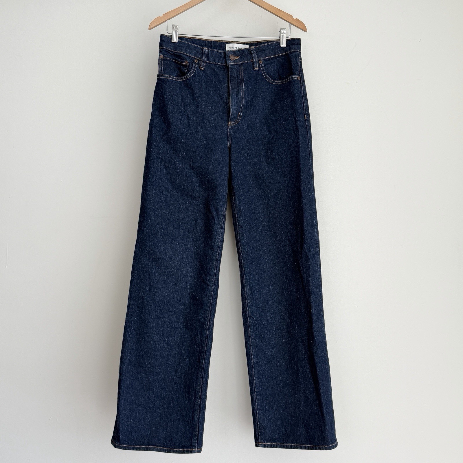 Aritzia Denim Forum Jeans Womens 29 Remy Hi Rise Wide Leg Indigo Rinse Dark Wash