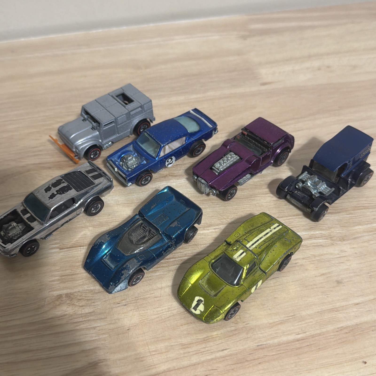 (7)  Hot Wheels Redlines Diecast Cars Mattel Vintage 68, 68 See pics