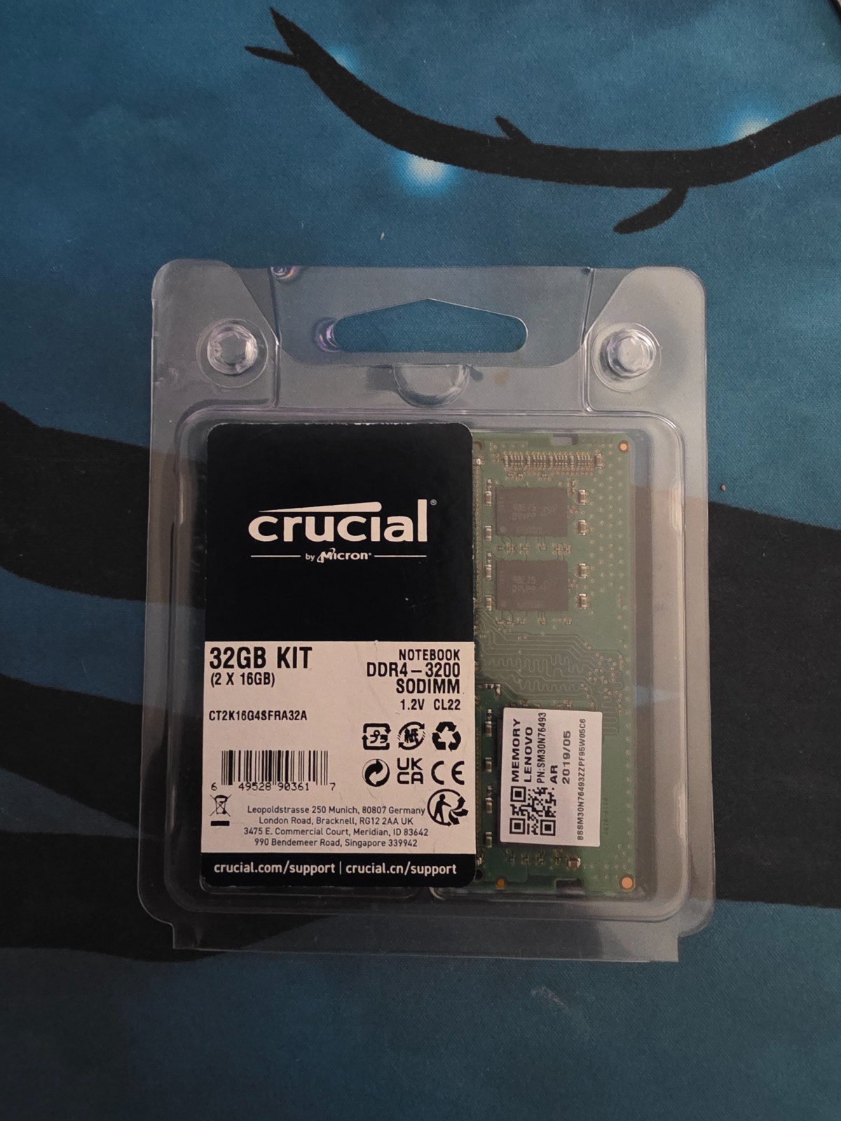 Crucial 32GB 2x16GB DDR4 SO-DIMM DDR4 3200MHz Crucial 32GB 2x16GB DDR4 SO-DIMM DDR4 3200MHz