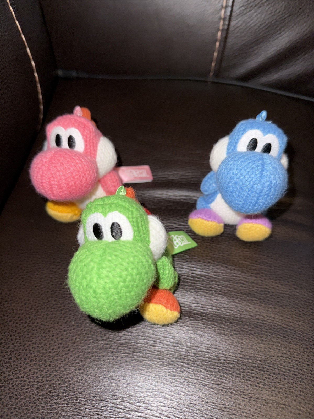Yarn Yoshi Woolly World Amiibos All 3 Colors Green, Blue & Pink Amiibo Nintendo