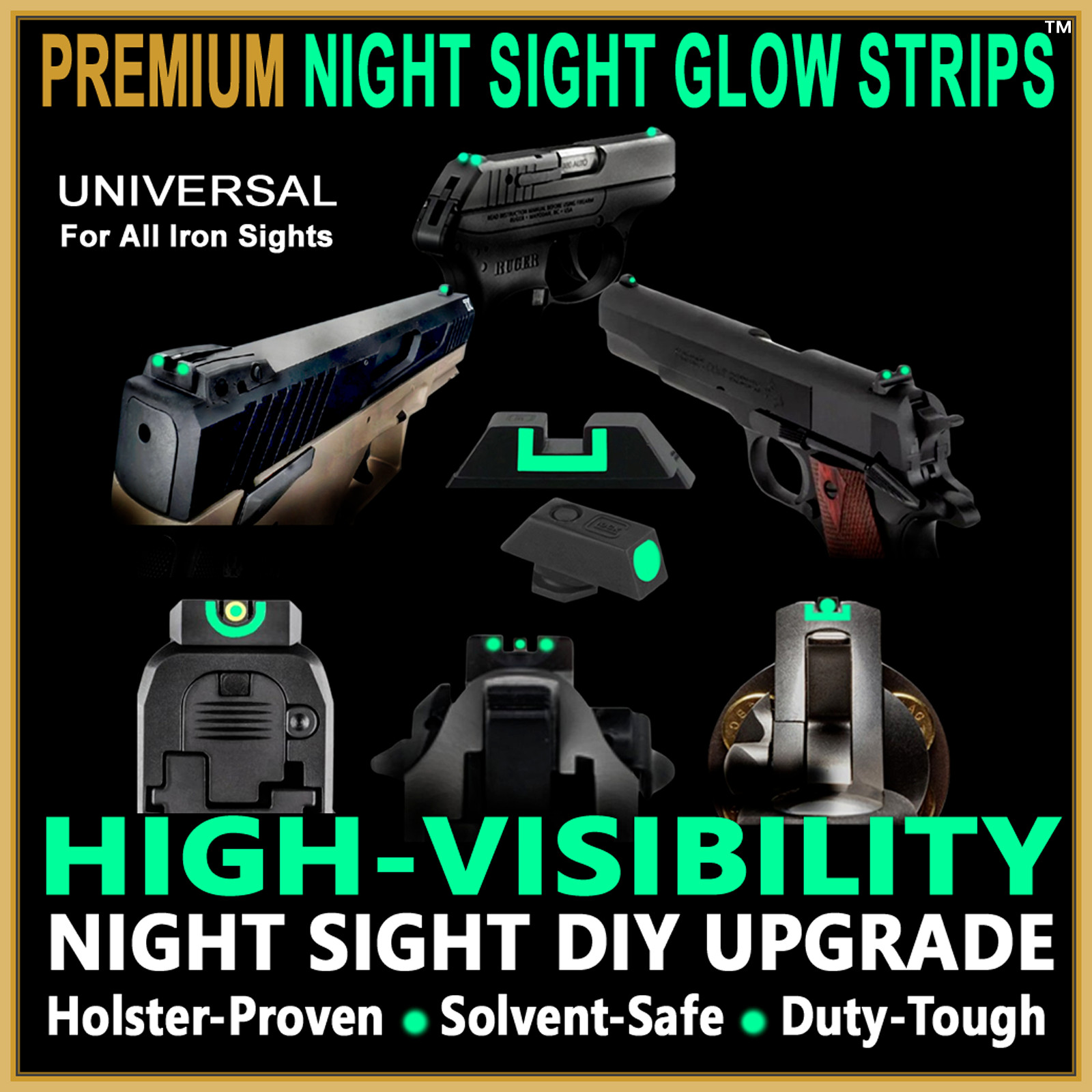 UNIVERSAL GL🟢W in DARK Night Sights DIY Upgrade for RIA S&W TAURUS RUGER HK CZ…