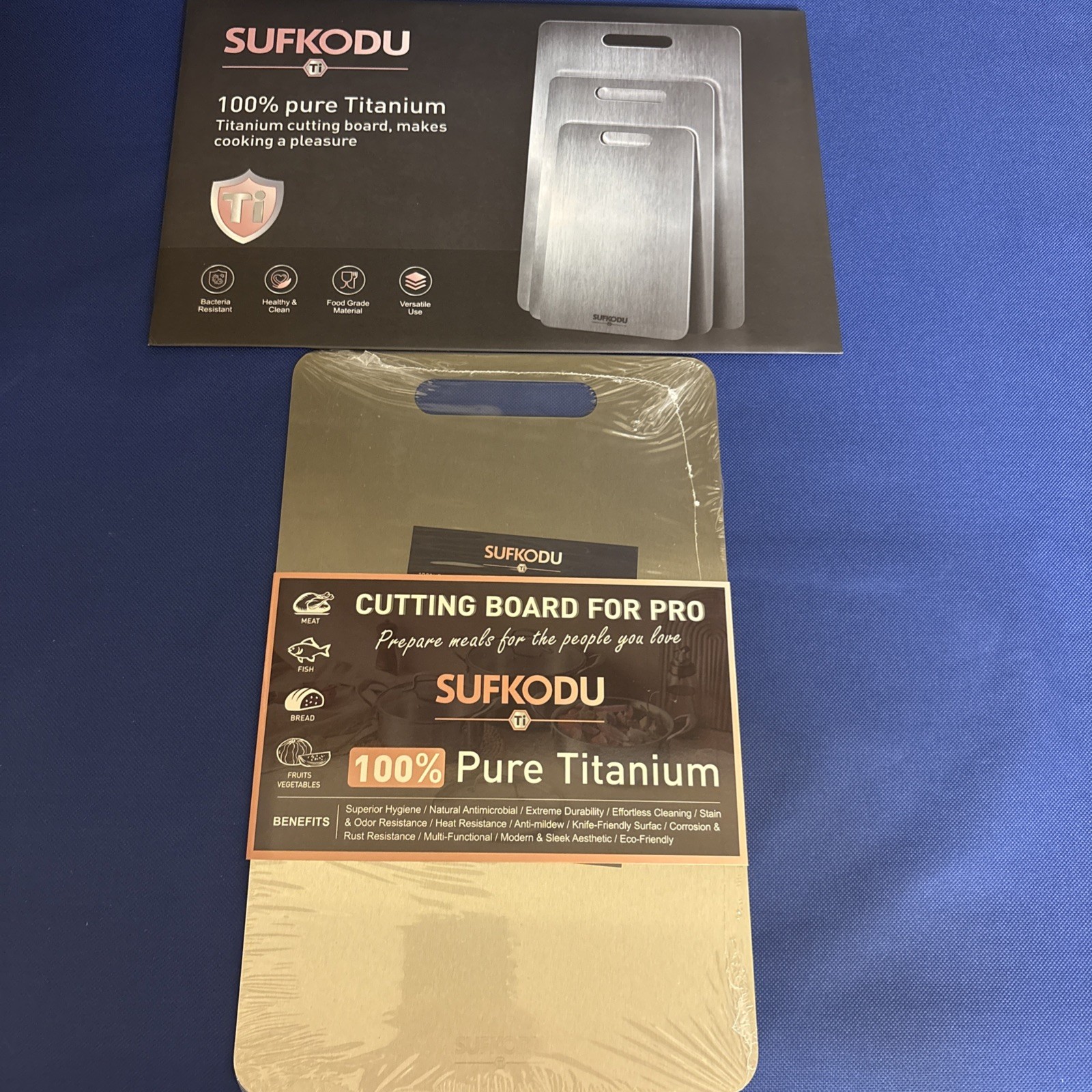 Sufkodu 100% Pure Titanium Cutting Board Eco Friendly Easy Clean 