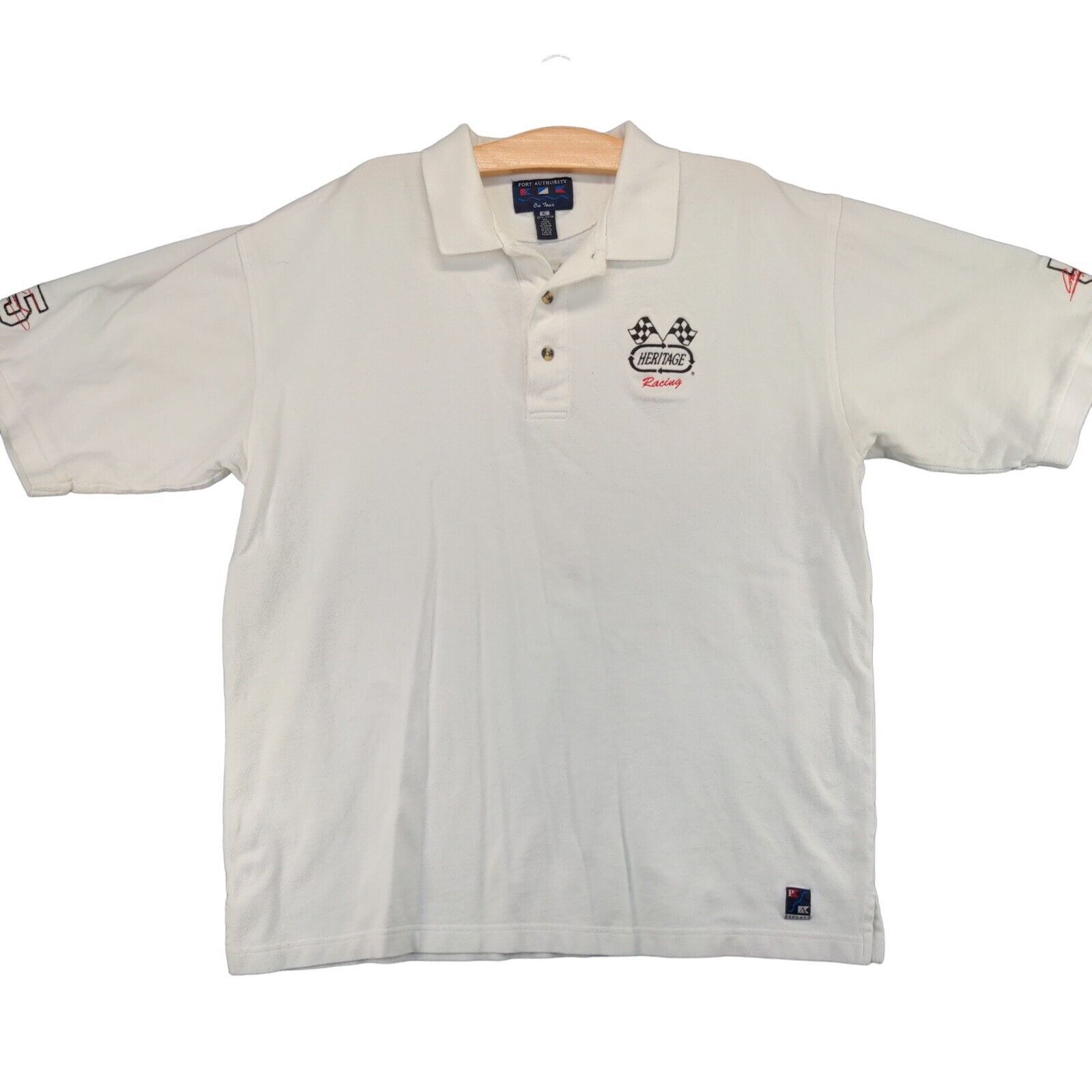 Vintage Heritage Treadway Racing Polo Shirt Mens XL Short Sleeve White