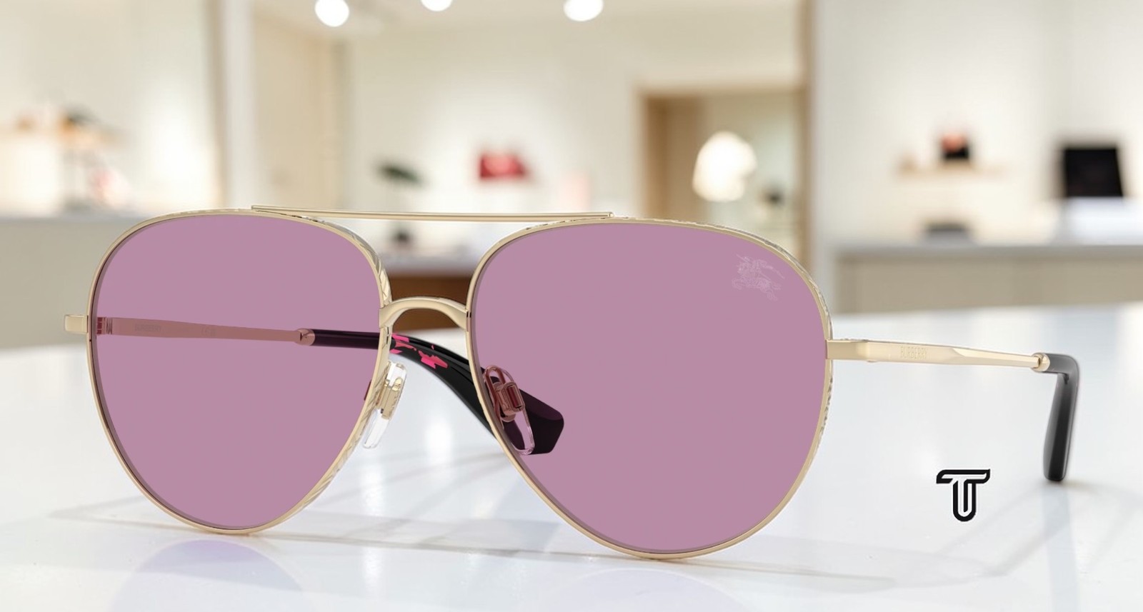 BURBERRY BE3172 110969 Light Gold Dark Violet 59 mm Unisex Sunglasses