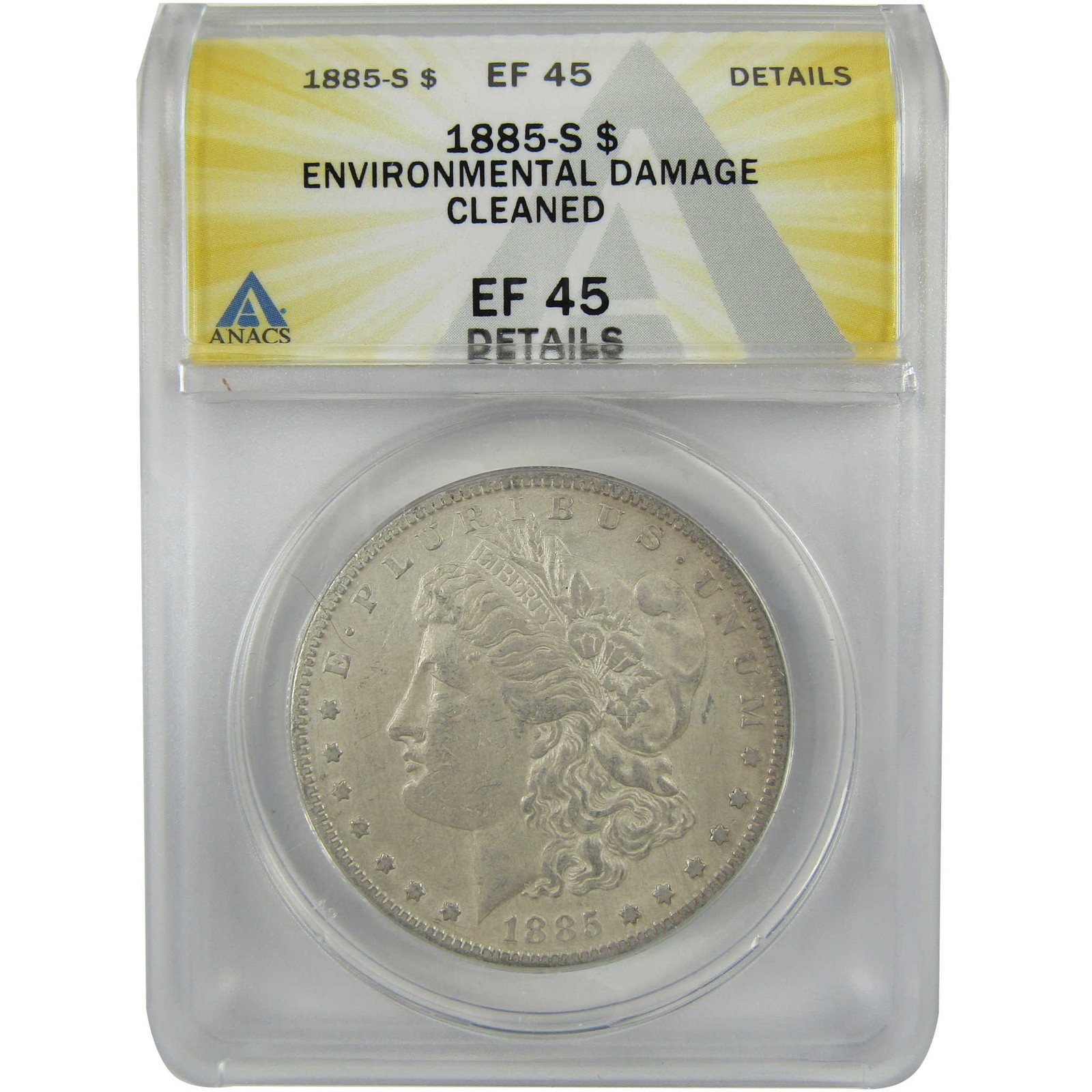 1885 S Morgan Silver Dollar EF 45 Details ANACS $1 Coin SKU:I28565 1885 S Morgan Silver Dollar EF 45 Details ANACS $1 Coin SKU:I28565