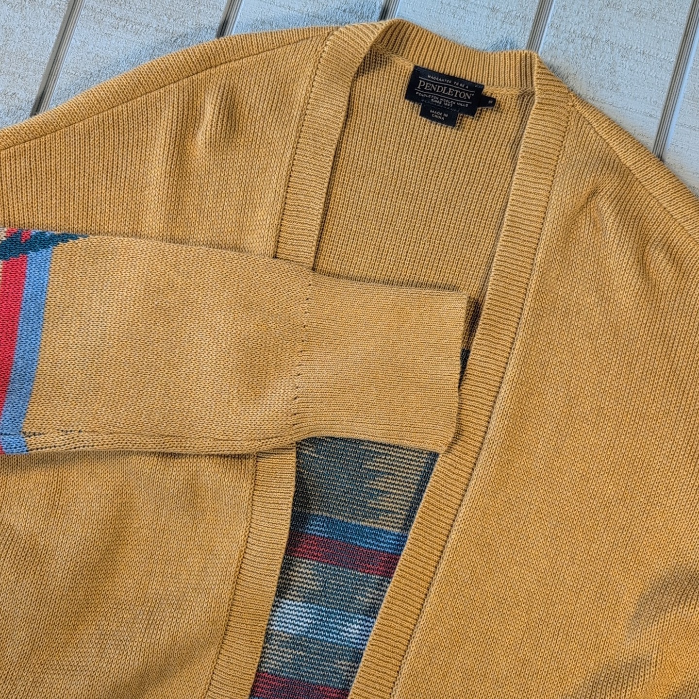 Pendleton Chief Aztec Cardigan Jacket Mens S Southwest Tribal Cotton Open Front