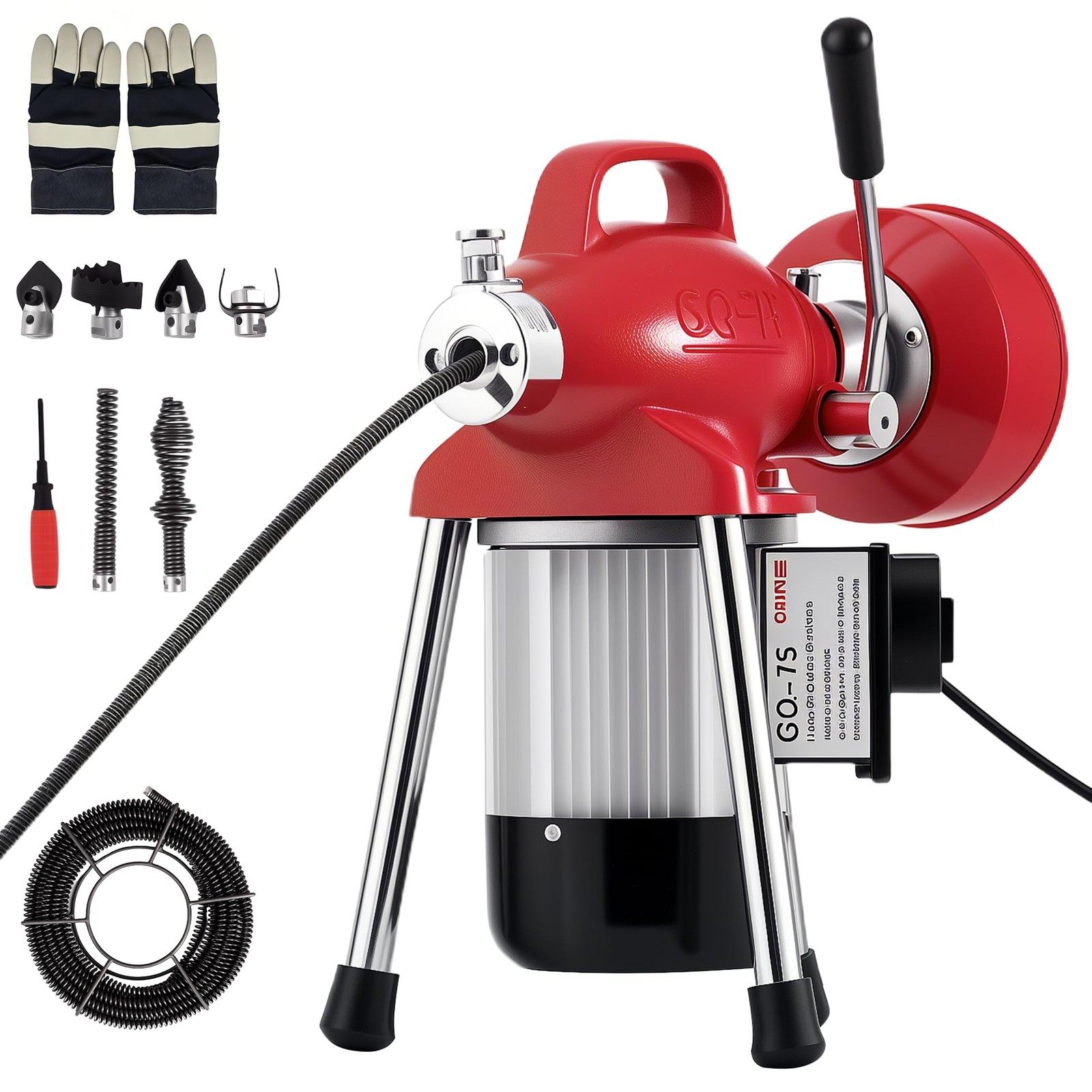GRAVEE Electric Drain Cleaner Machine Auto Feed 400RPM Pipe Sewer Dredge Tool 
