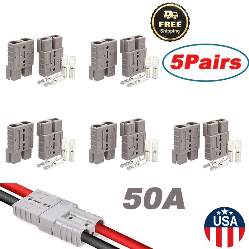 10 x Battery Connectors Disconnect Power 50A 600V 6AWG For Anderson Style Plug