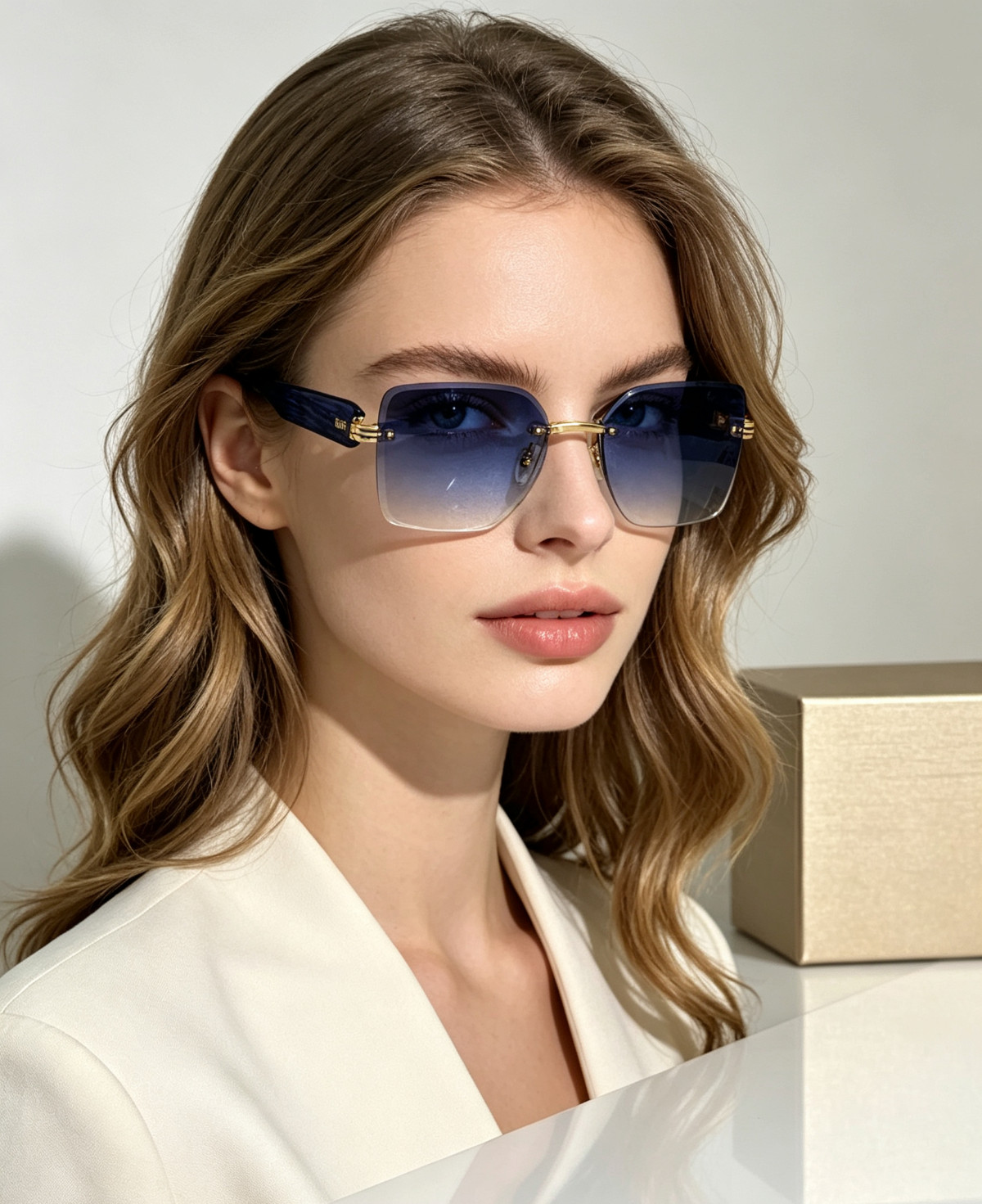 Bvlgari Unisex Rimless Square Sunglasses (Size: 62-18-140) Bvlgari Unisex Rimless Square Sunglasses (Size: 62-18-140)