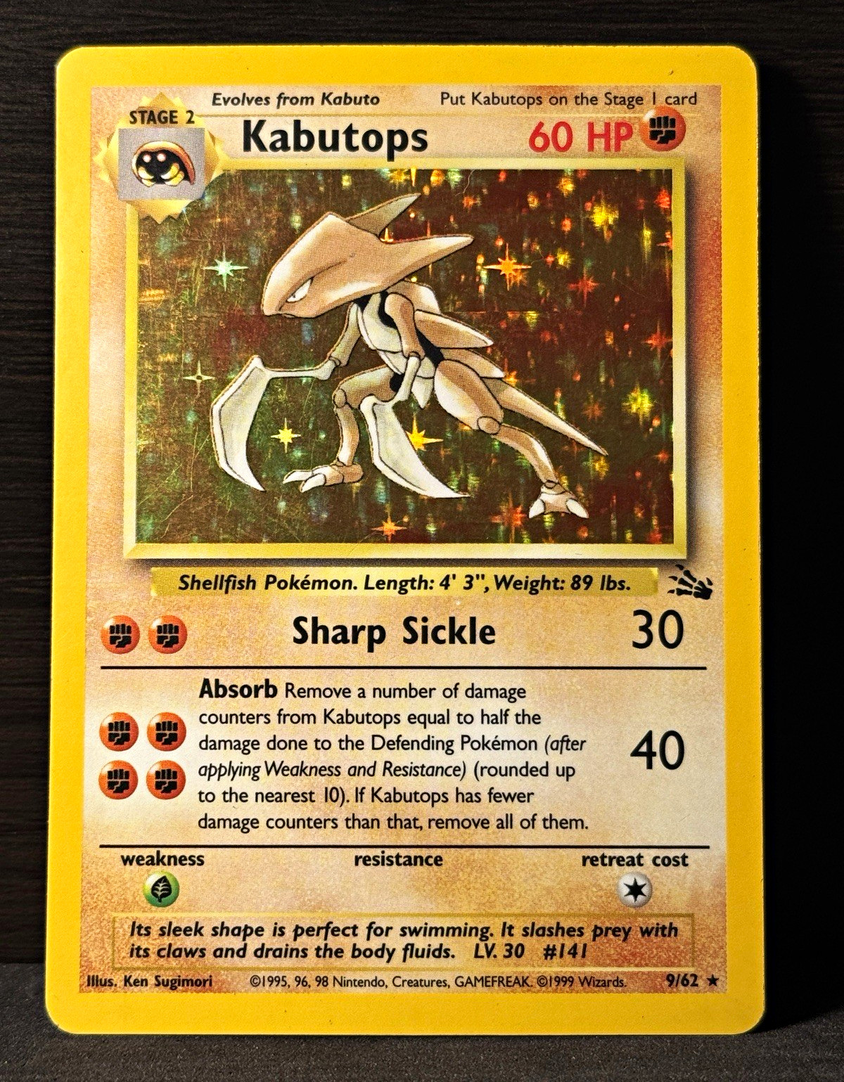 Kabutops 9/62 Holo Rare Fossil Unlimited English Damage See Photos Pokémon 1999 Kabutops 9/62 Holo Rare Fossil Unlimited English Damage See Photos Pokémon 1999