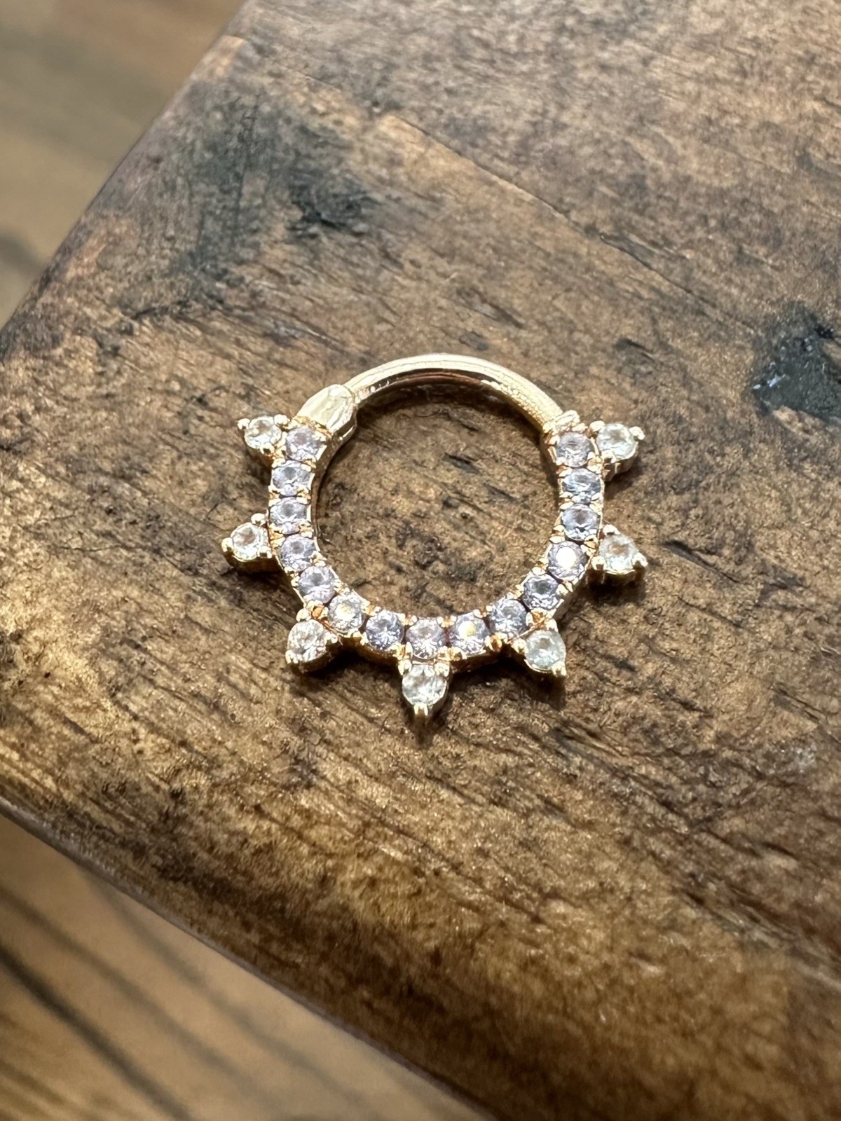 Solid 14k Rose Gold Daith Septum Clicker Genuine Tanzanite & Aquamarine 16 Gauge Solid 14k Rose Gold Daith Septum Clicker Genuine Tanzanite & Aquamarine 16 Gauge