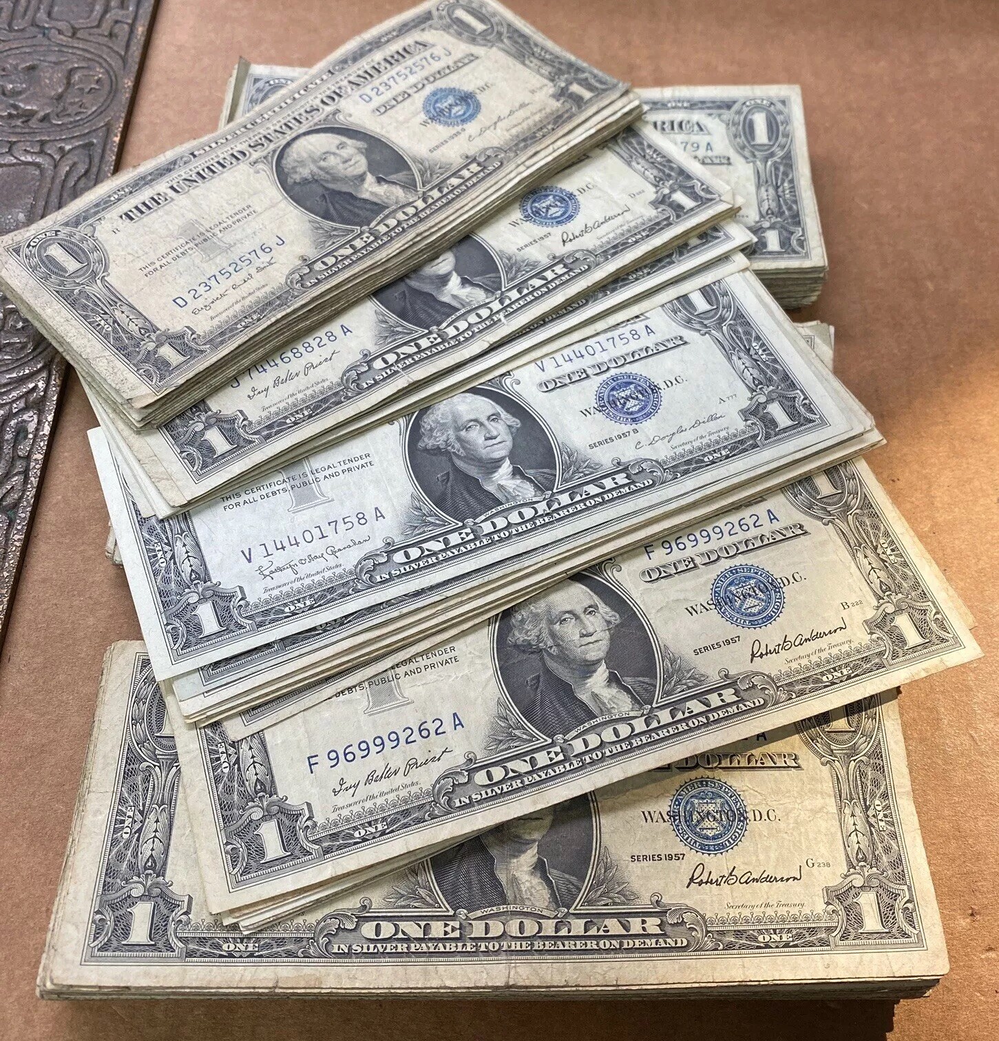 1935 or 1957 Series $1 US Silver Certificate - Lot of 5 Notes - VG to AU