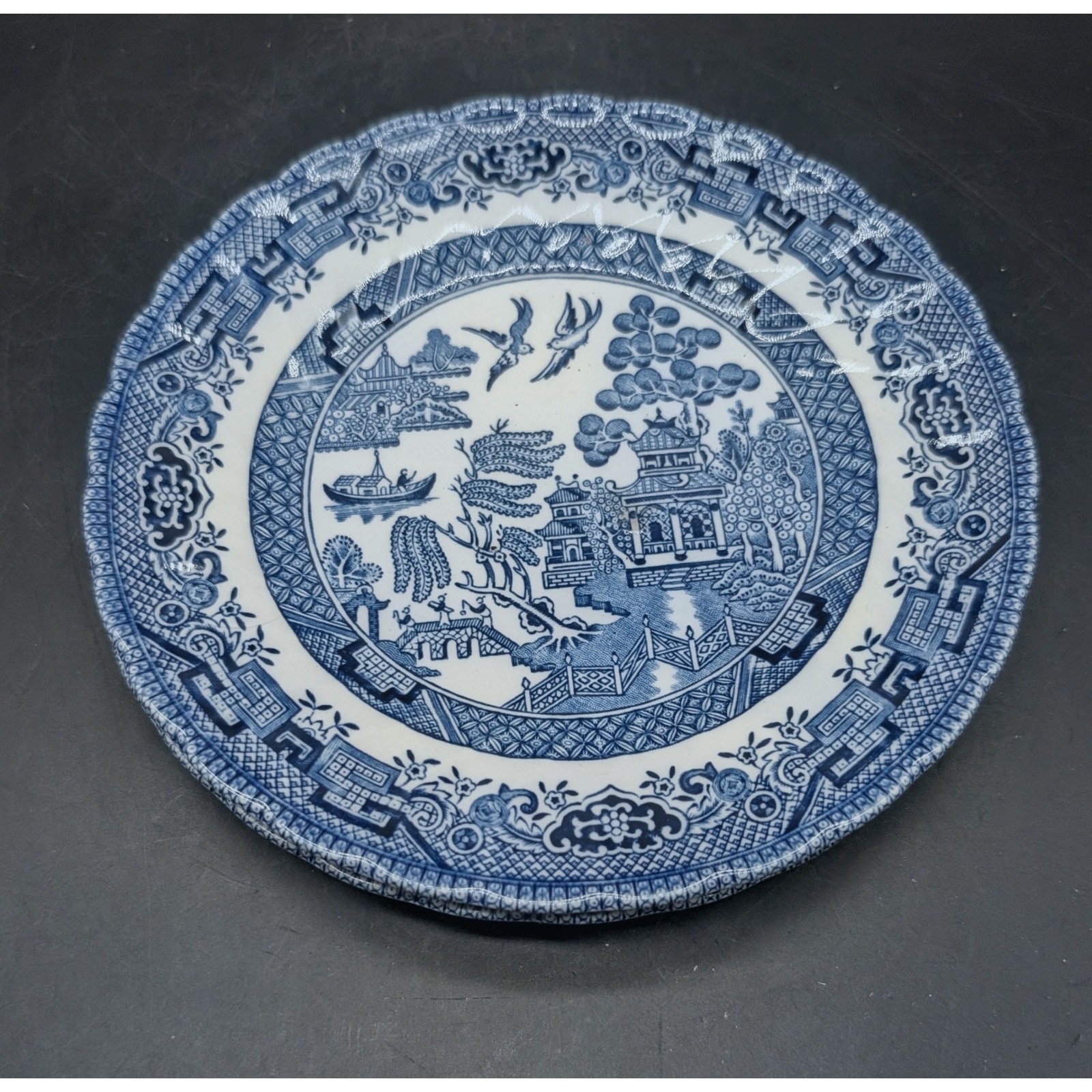 Wessex Collection Blue Willow Bread Plates Made in England Set of 2 Scalloped