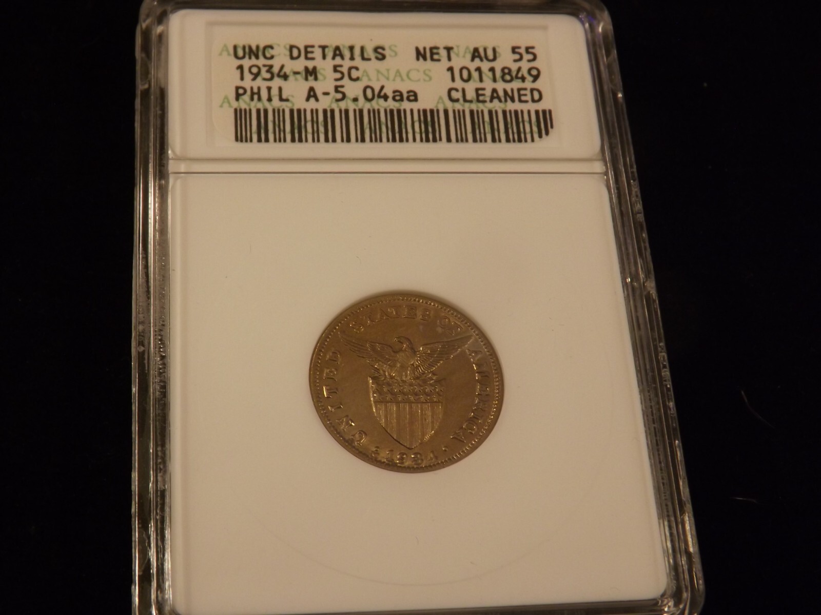 1934-M US & PHILLIPPINES ANACS AU 55 1934-M US & PHILLIPPINES ANACS AU 55