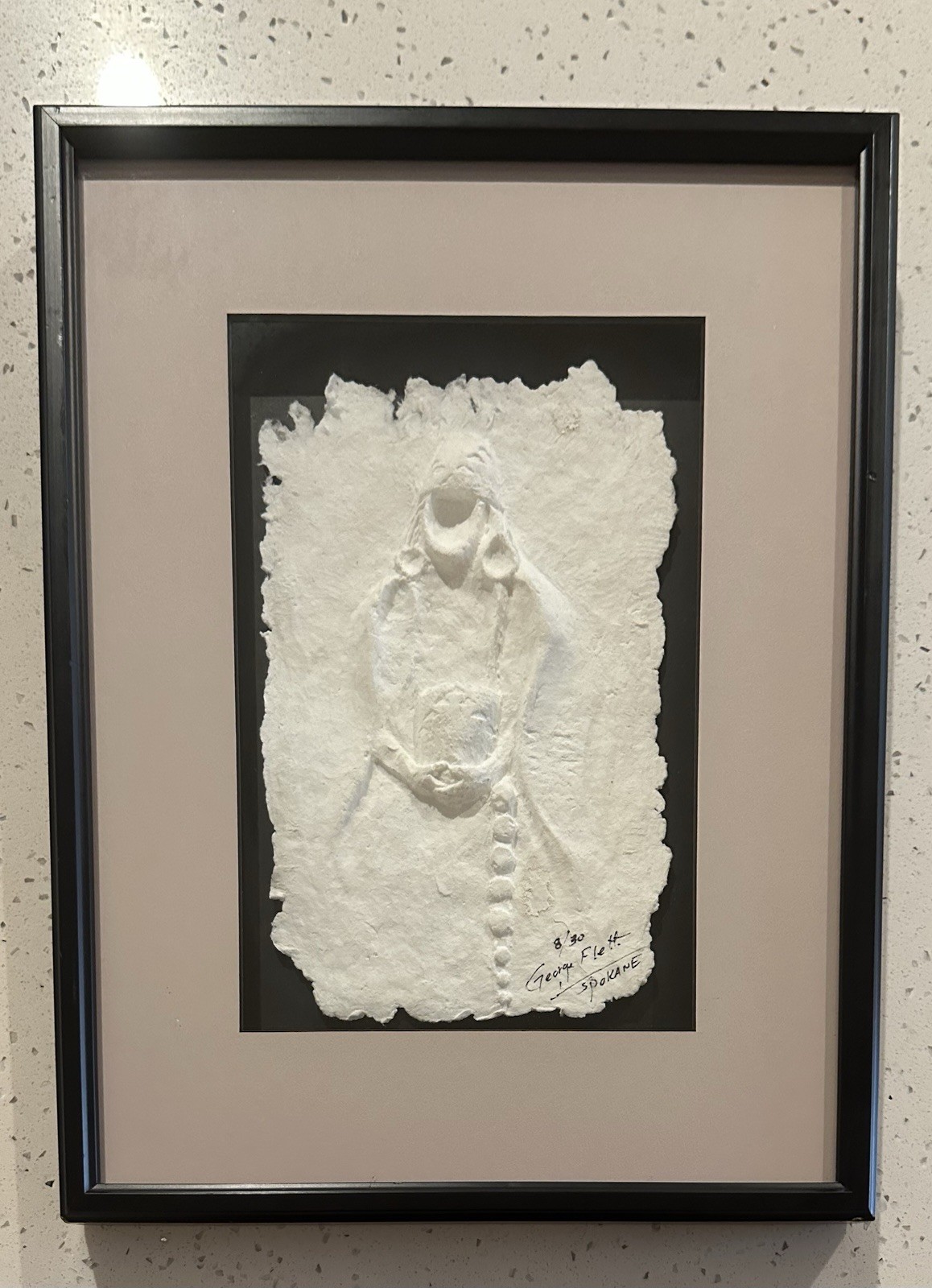 Vintage George Flett Spokane Tribe Native Plaster Relief Art Signed 8/30 HTF