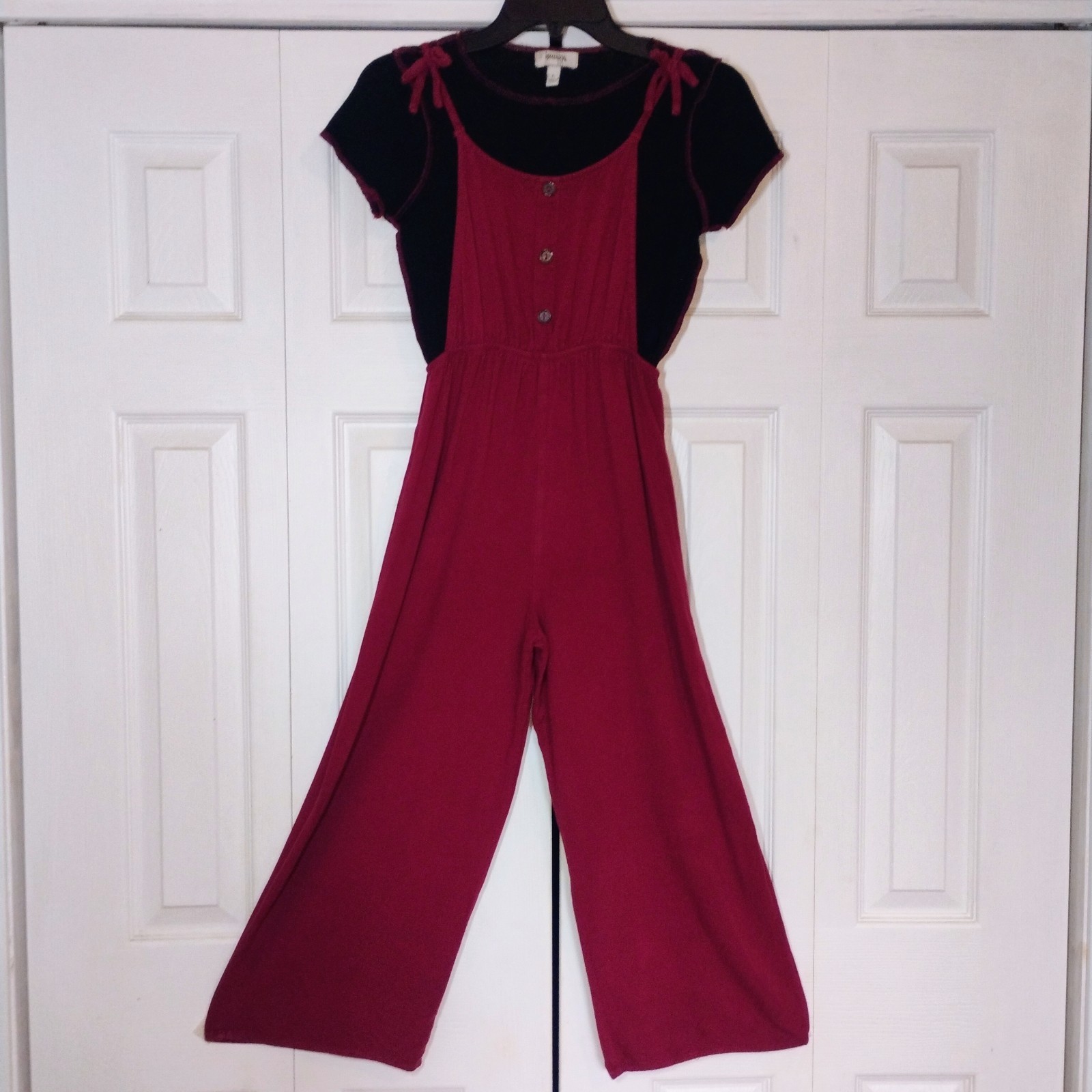 Speechless Girls Jumpsuit & Top Set Size L Burgundy Black Wide Leg Y2K