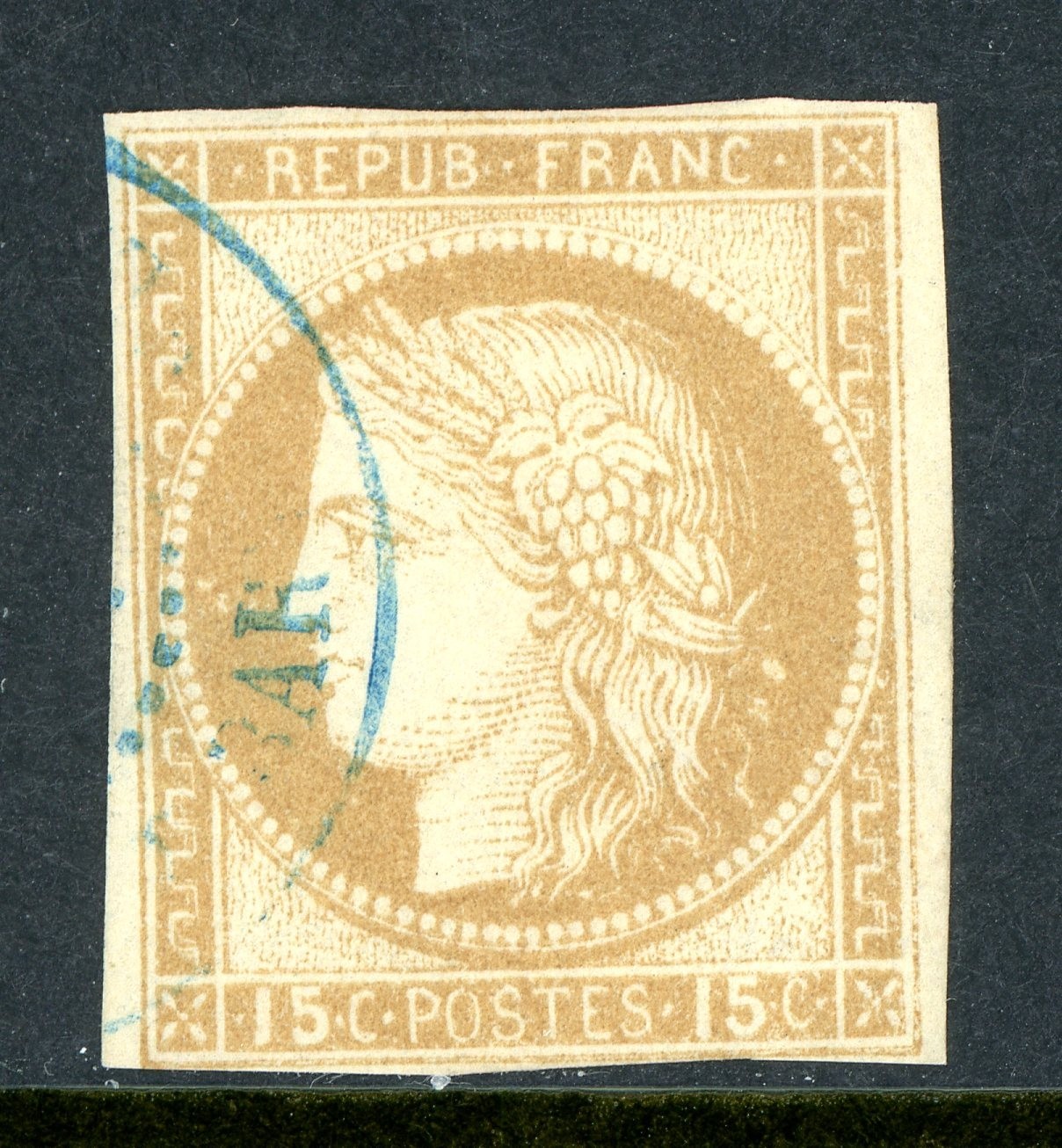 France 1872 Colonies 15¢ Bister Scott #10 VFU A217 France 1872 Colonies 15¢ Bister Scott #10 VFU A217