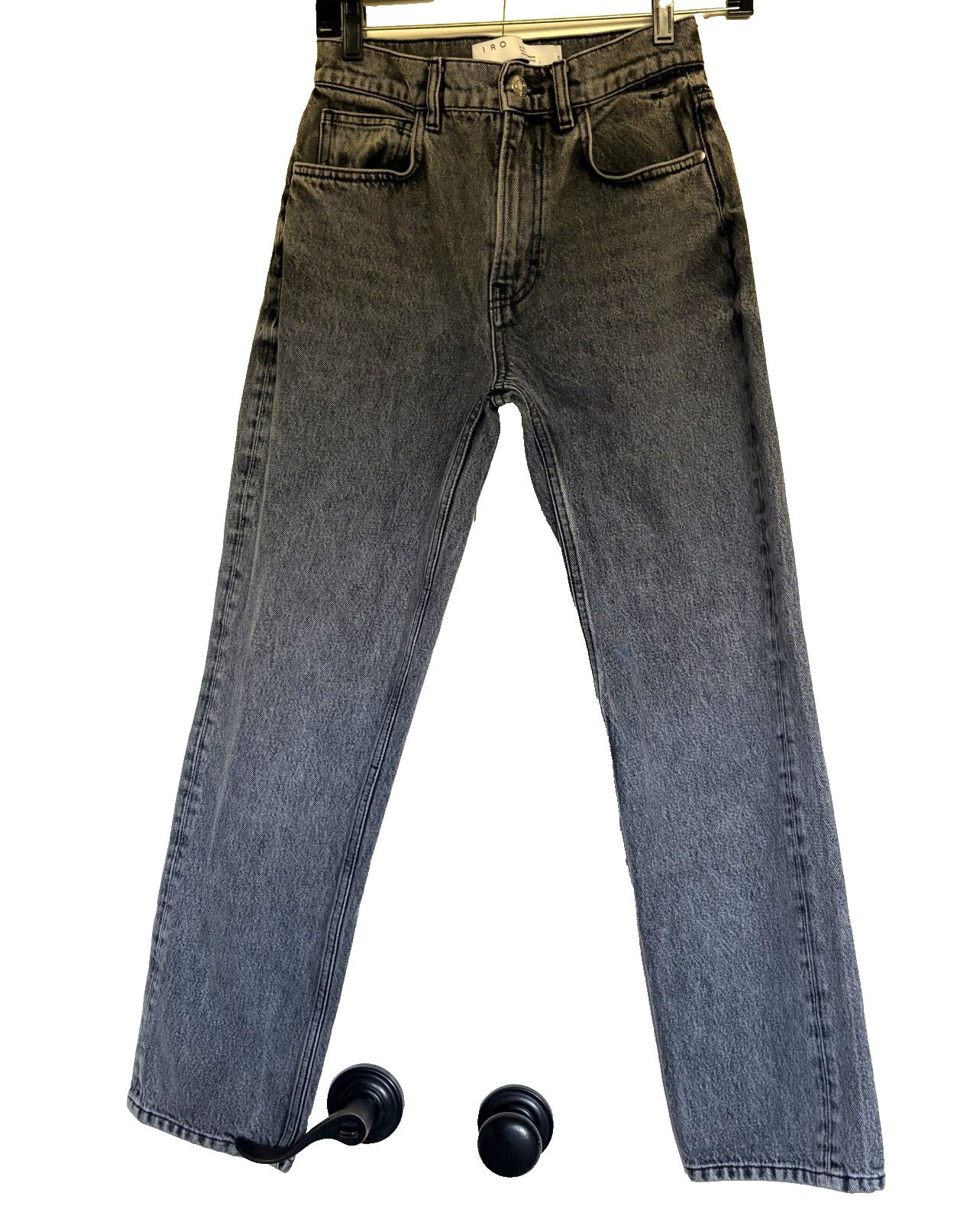 IRO PARIS VINTAGE BLACK STRAIGHT LEG DENIM JEANS SIZE: 26