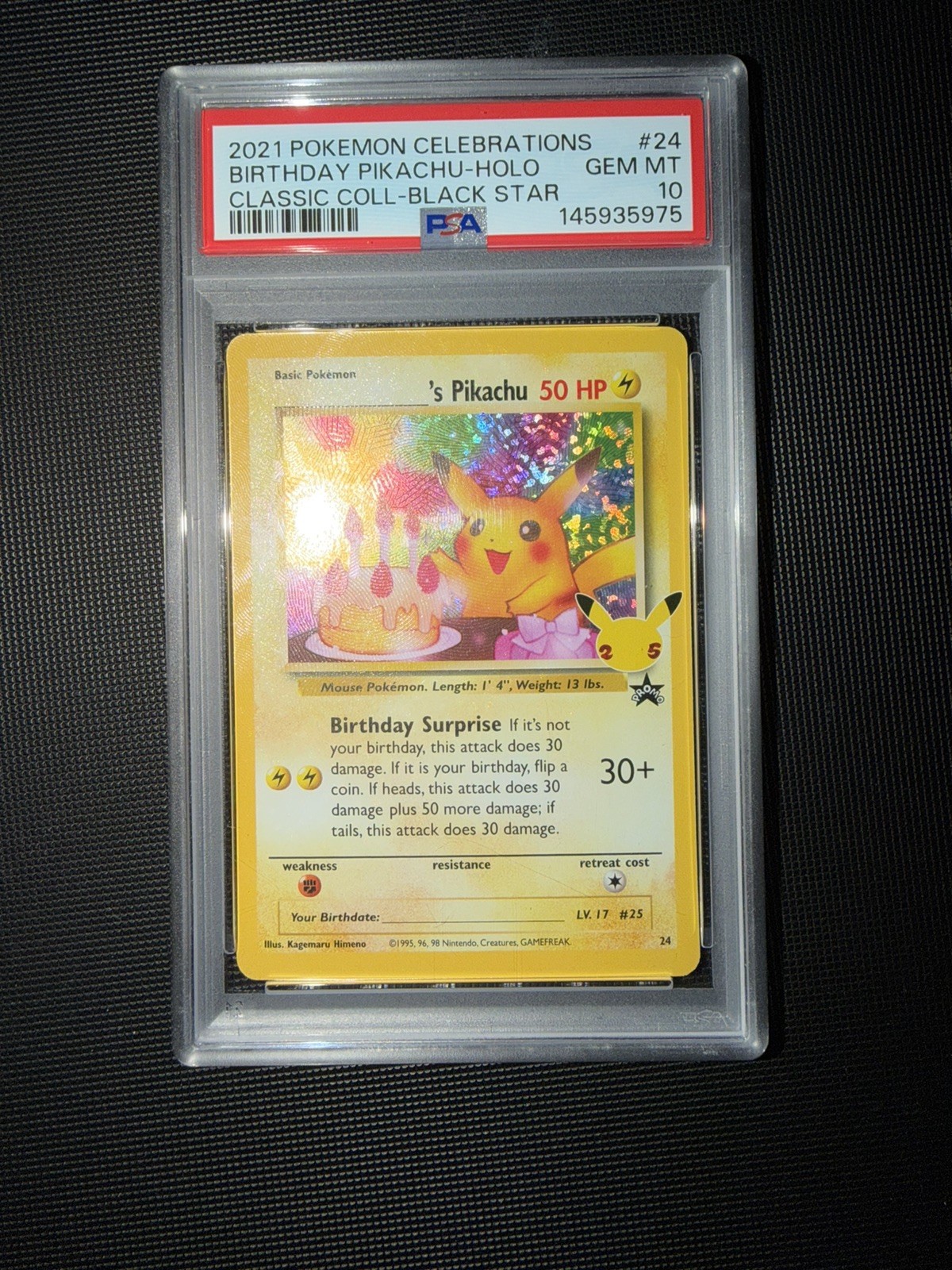 Pokemon Tcg Celebrations Classic Collection 24 Birthday Pikachu 2021 Holo PSA 10 Pokemon Tcg Celebrations Classic Collection 24 Birthday Pikachu 2021 Holo PSA 10