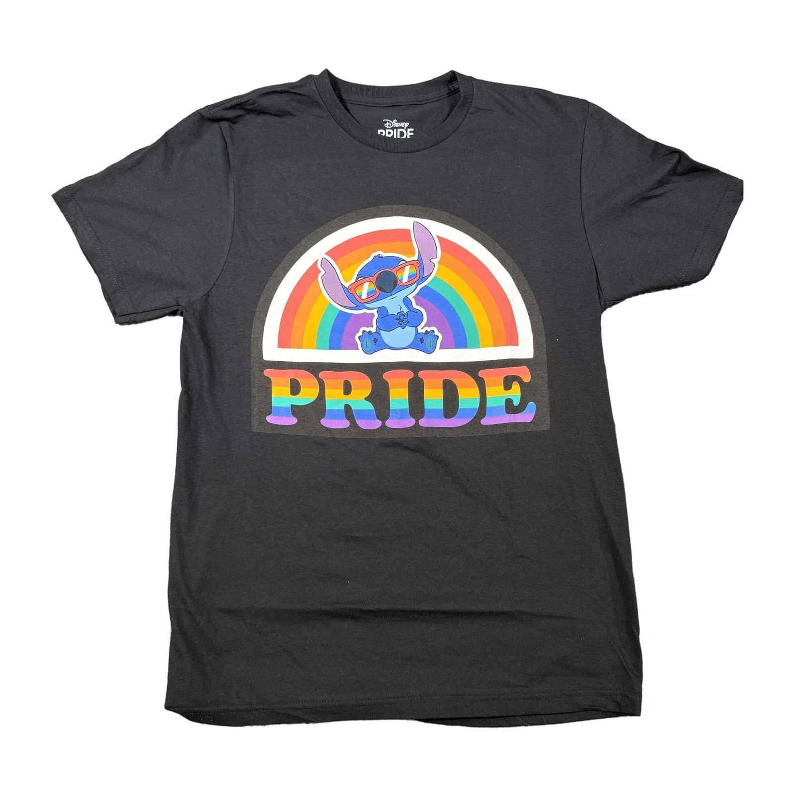 Disney Pride Collection Stitch Rainbow Graphic T-Shirt Black Small S/C/P 34/36