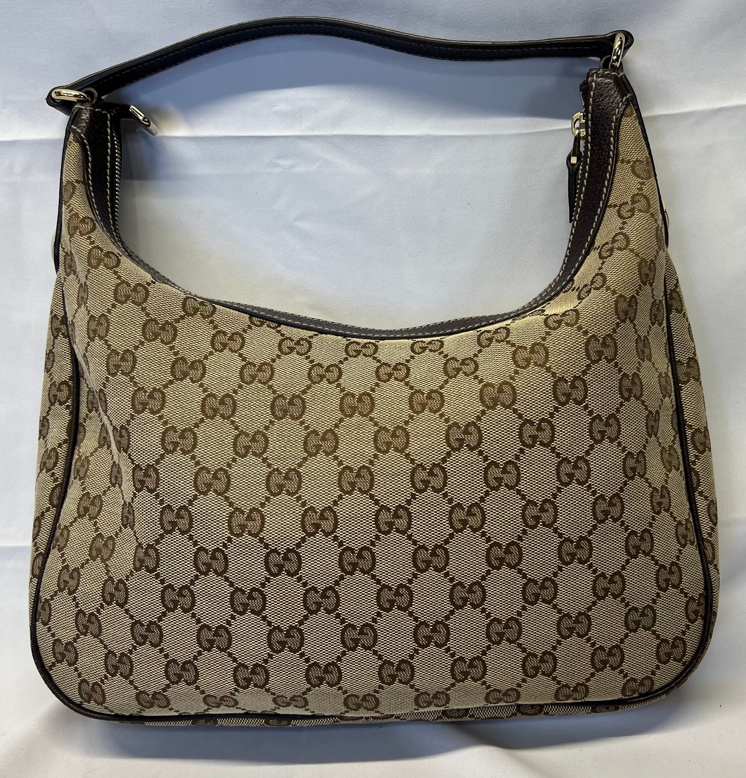 GUCCI Vintage Brown GG Monogram Canvas Charmy Hobo Shoulder Bag