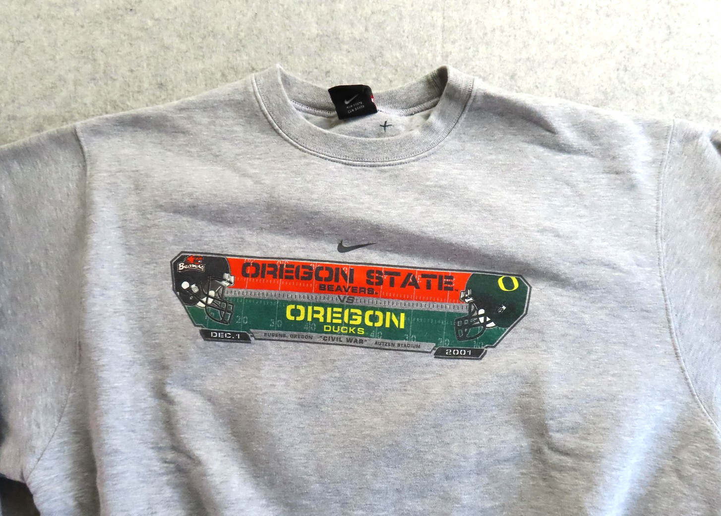 Vintage Oregon Ducks Sweatshirt Mens Large Gray NCAA Football Civil War 2001