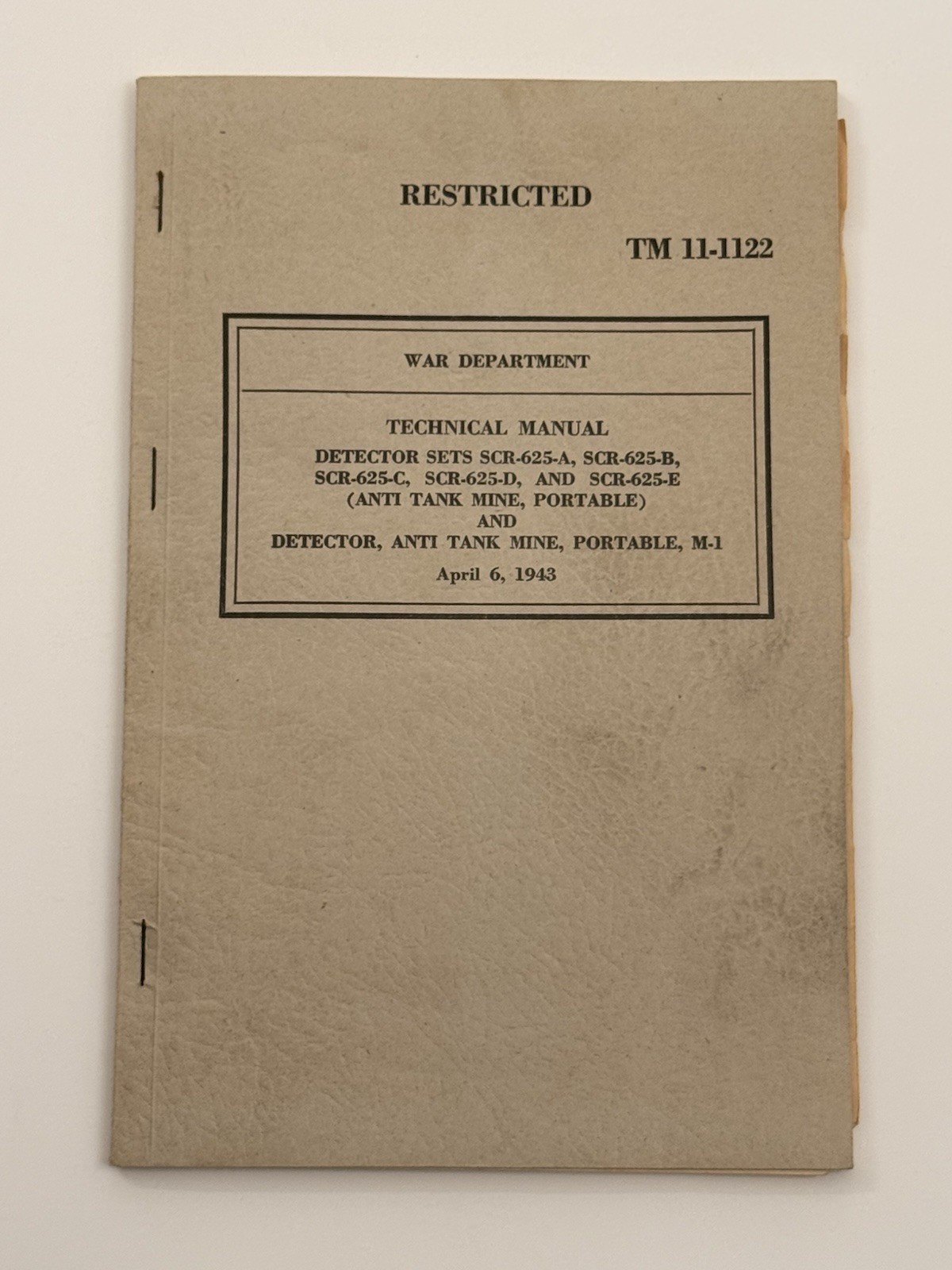 War Department Technical Manual TM 11-1122 World War II Original Envelope 1943