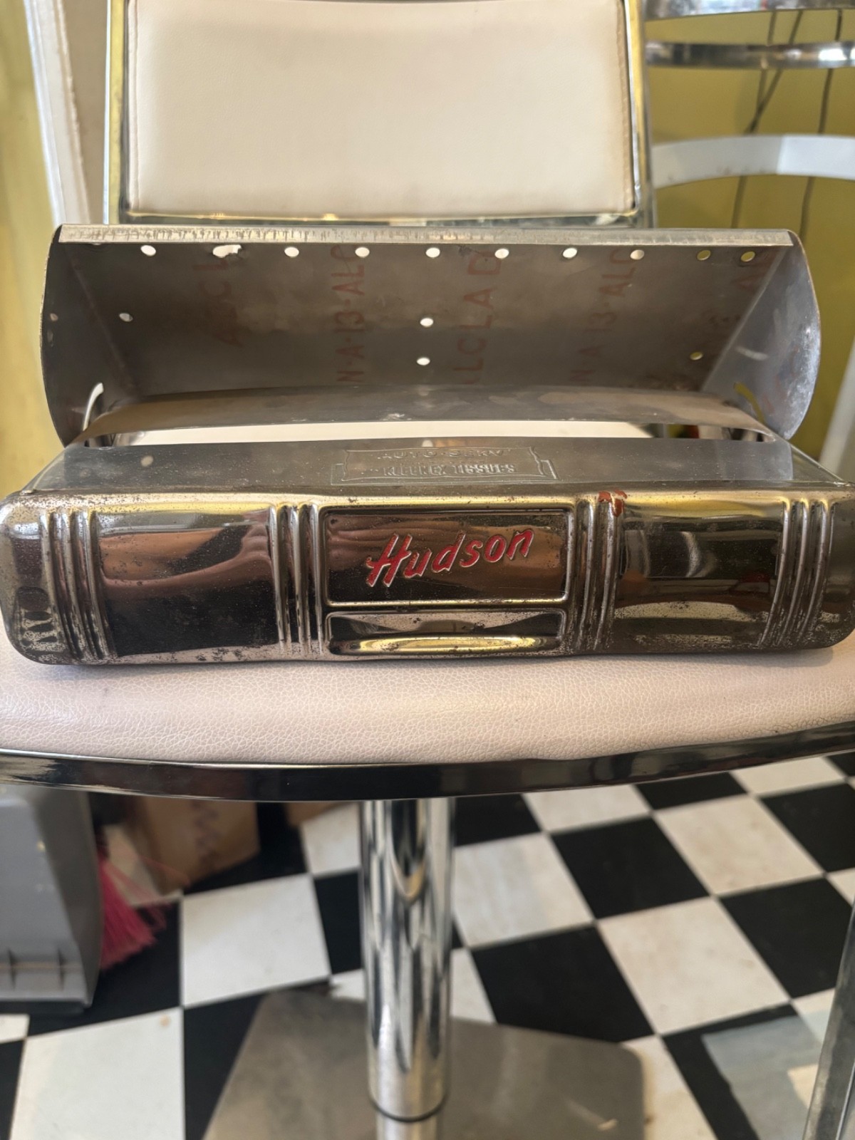 1940s 1950s vintage Huston Auto Serv Under Dash Kleenex tissue Box Holder 1940s 1950s vintage Huston Auto Serv Under Dash Kleenex tissue Box Holder