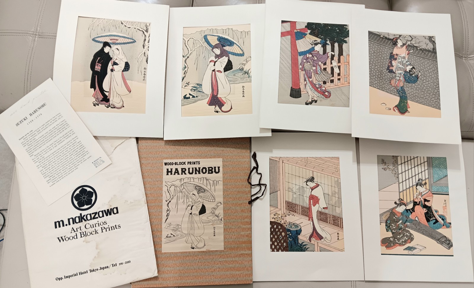 Suzuki Harunobu Woodblocks Set of 6 Prints Portfolio Orig Pkg M. Nakazawa Vtg Suzuki Harunobu Woodblocks Set of 6 Prints Portfolio Orig Pkg M. Nakazawa Vtg