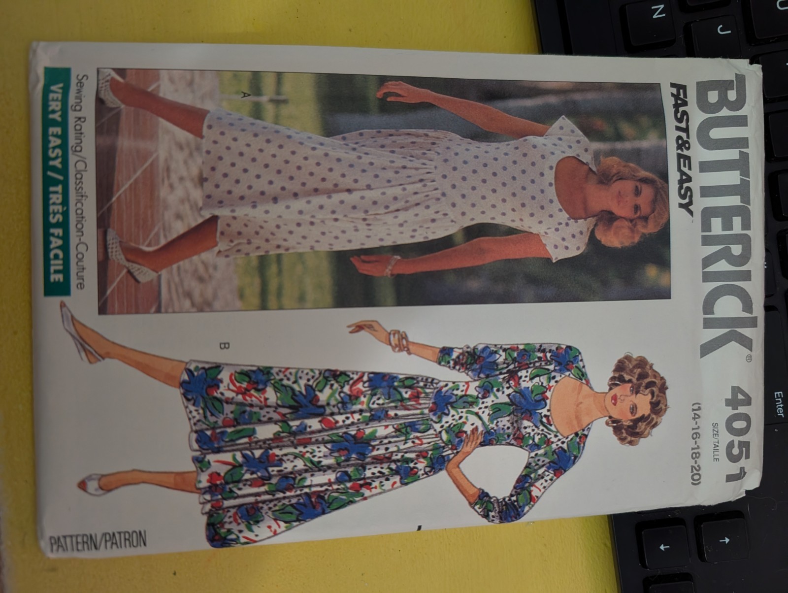 Butterick 4051 Misses Dress Pattern Size 14-20 Uncut Factory Folded 1989 Vintage