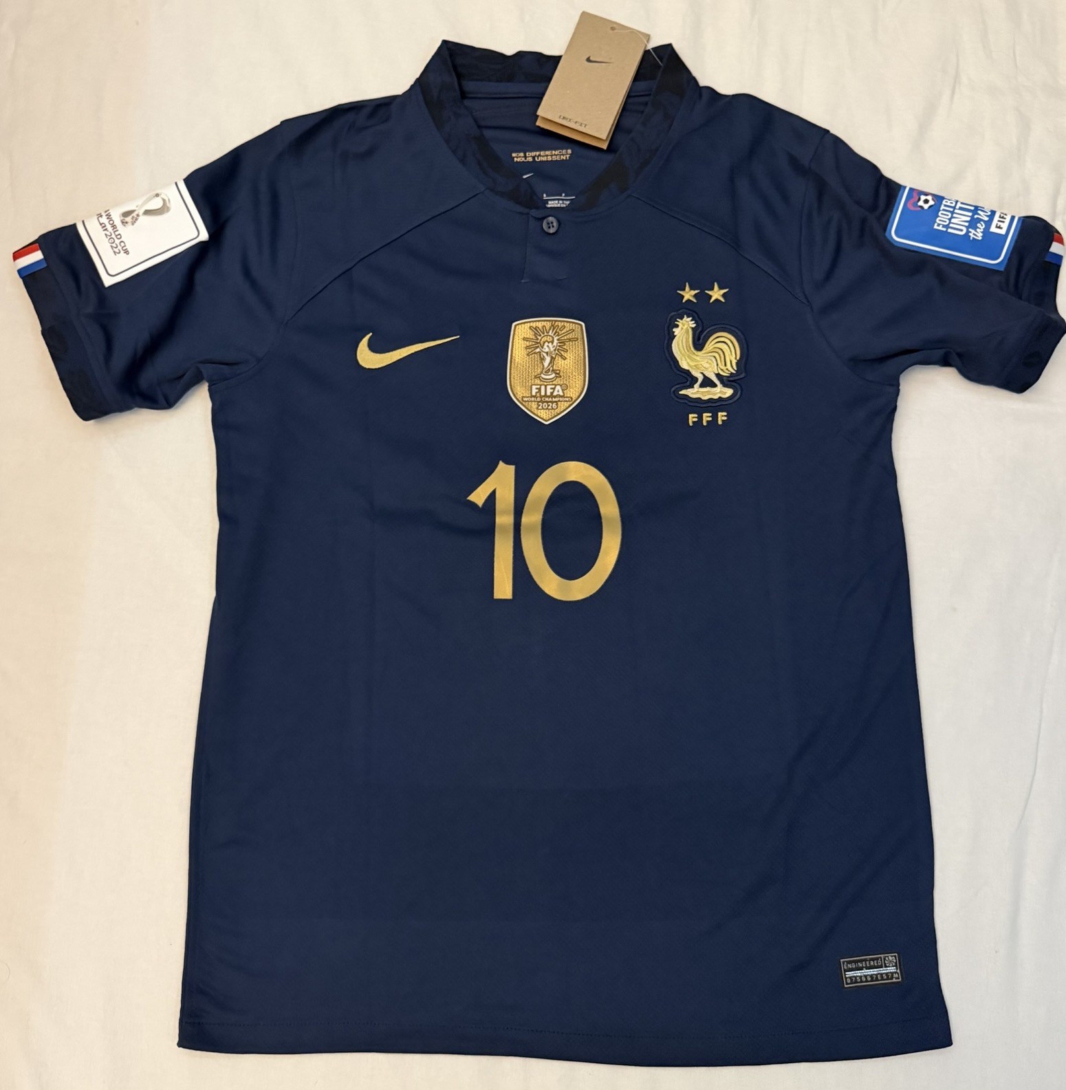 Nike France National Team Kylian Mbappé #10 Home Jersey  Champions Edition Small